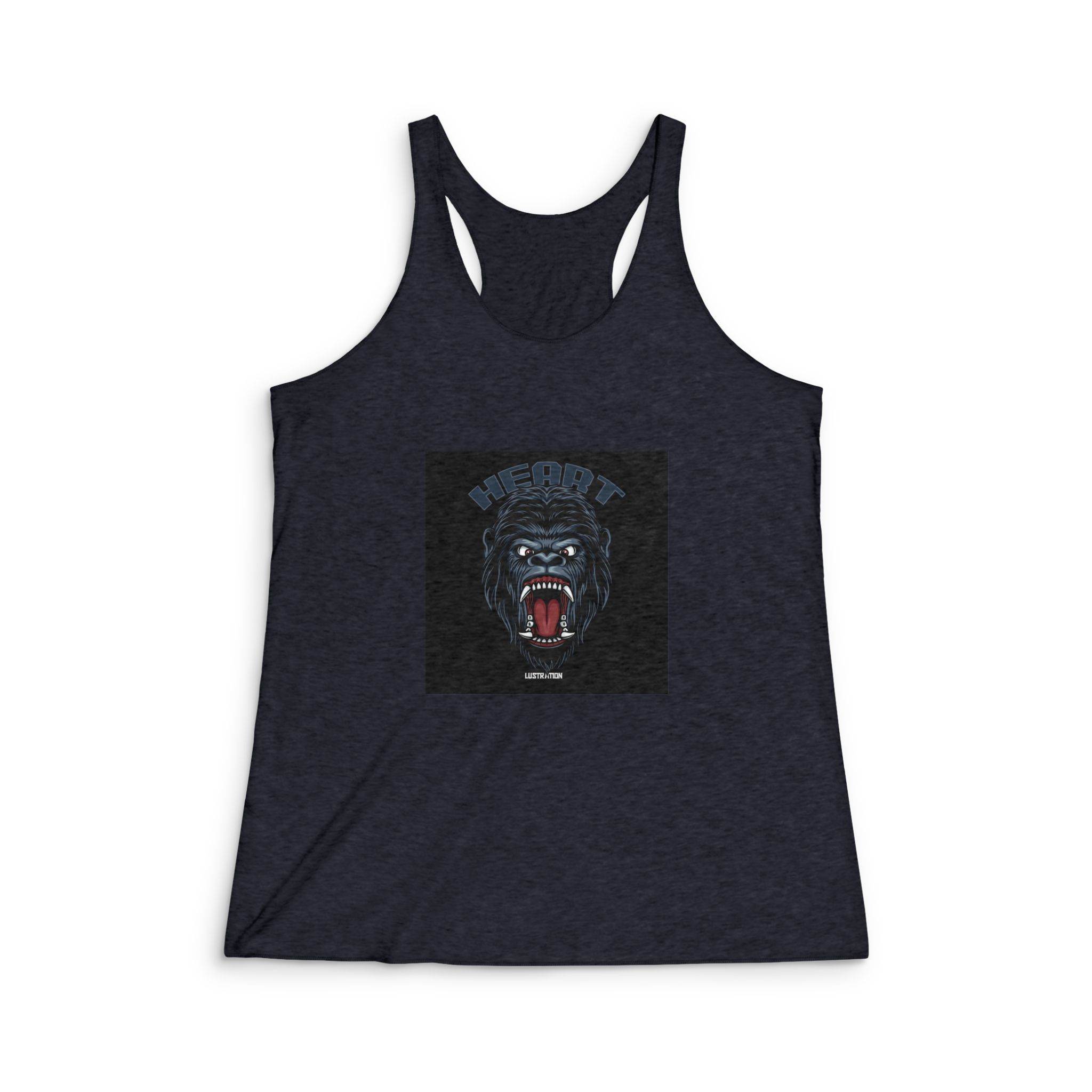 Gorilla Head Mascot With Text Illustration Womens Tri Blend Racerback Tank - Image 2