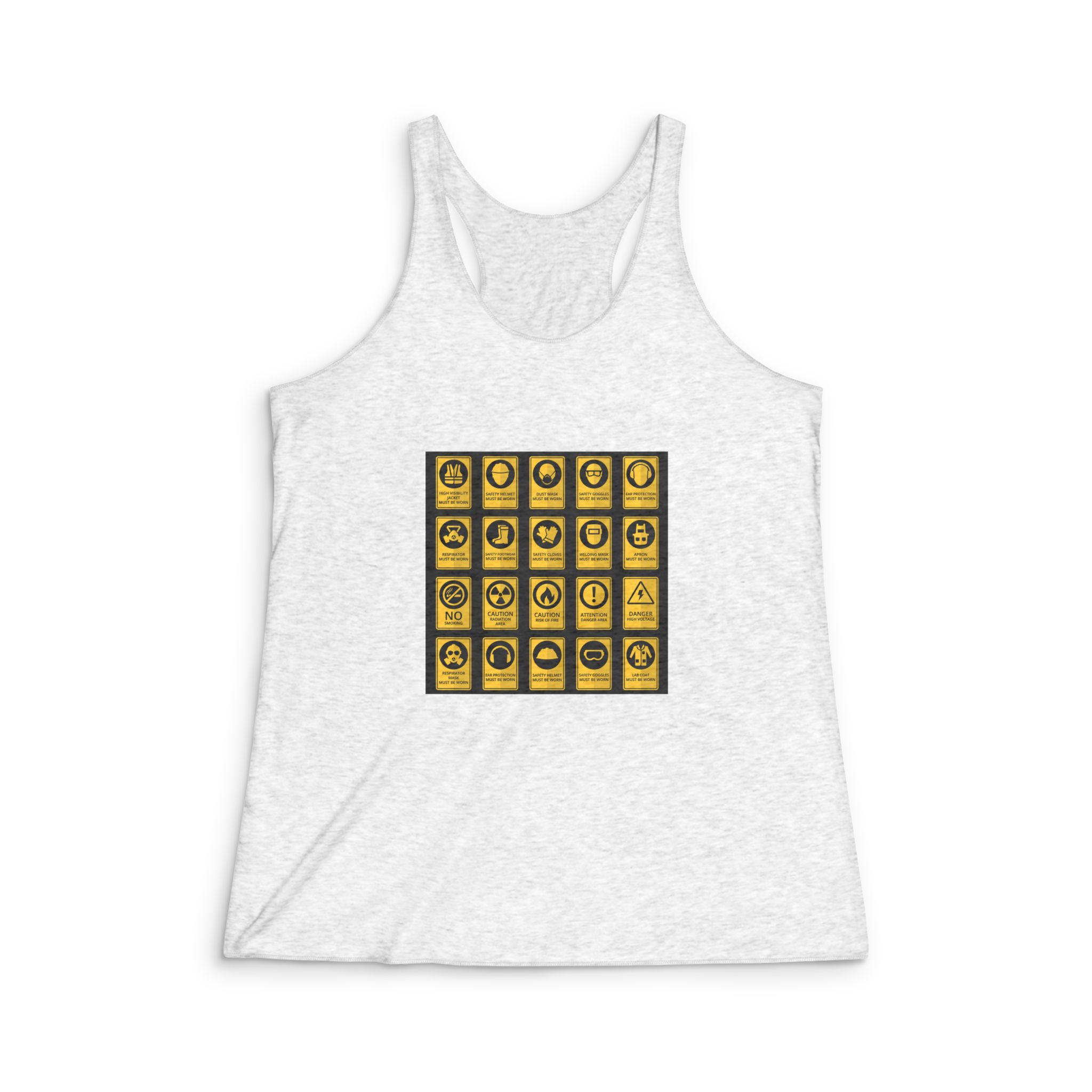 Health Safety Signs Safety Equipment Must Be Worn Womens Tri Blend Racerback Tank
