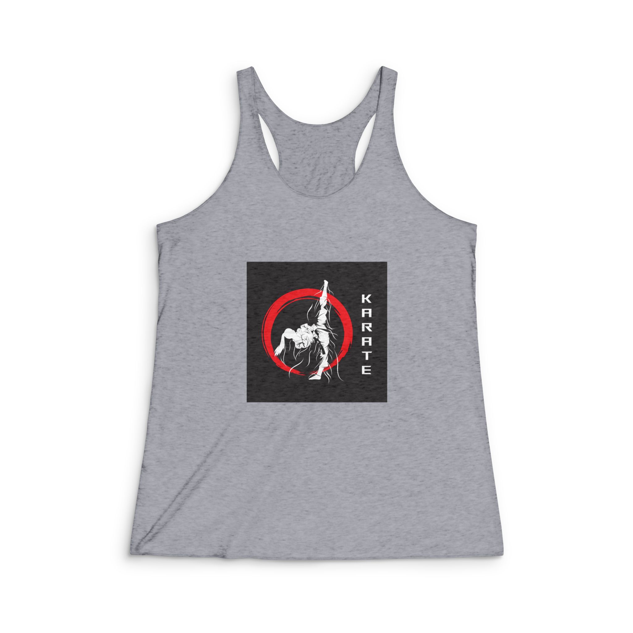 Karate Fighter Movement Technique Silhouette With Abstract Wind Effect Womens Tri Blend Racerback Tank - Image 4