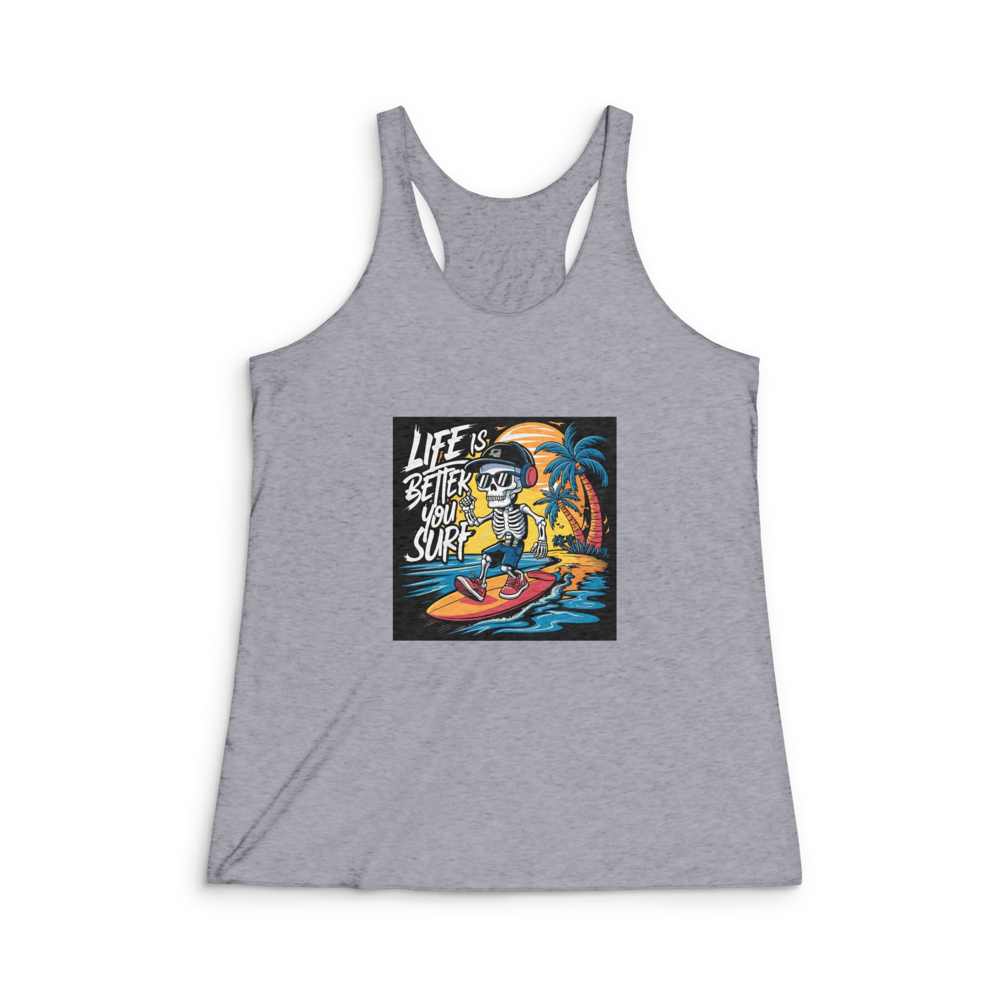 Life Is Better You Surf Womens Tri Blend Racerback Tank - Image 4