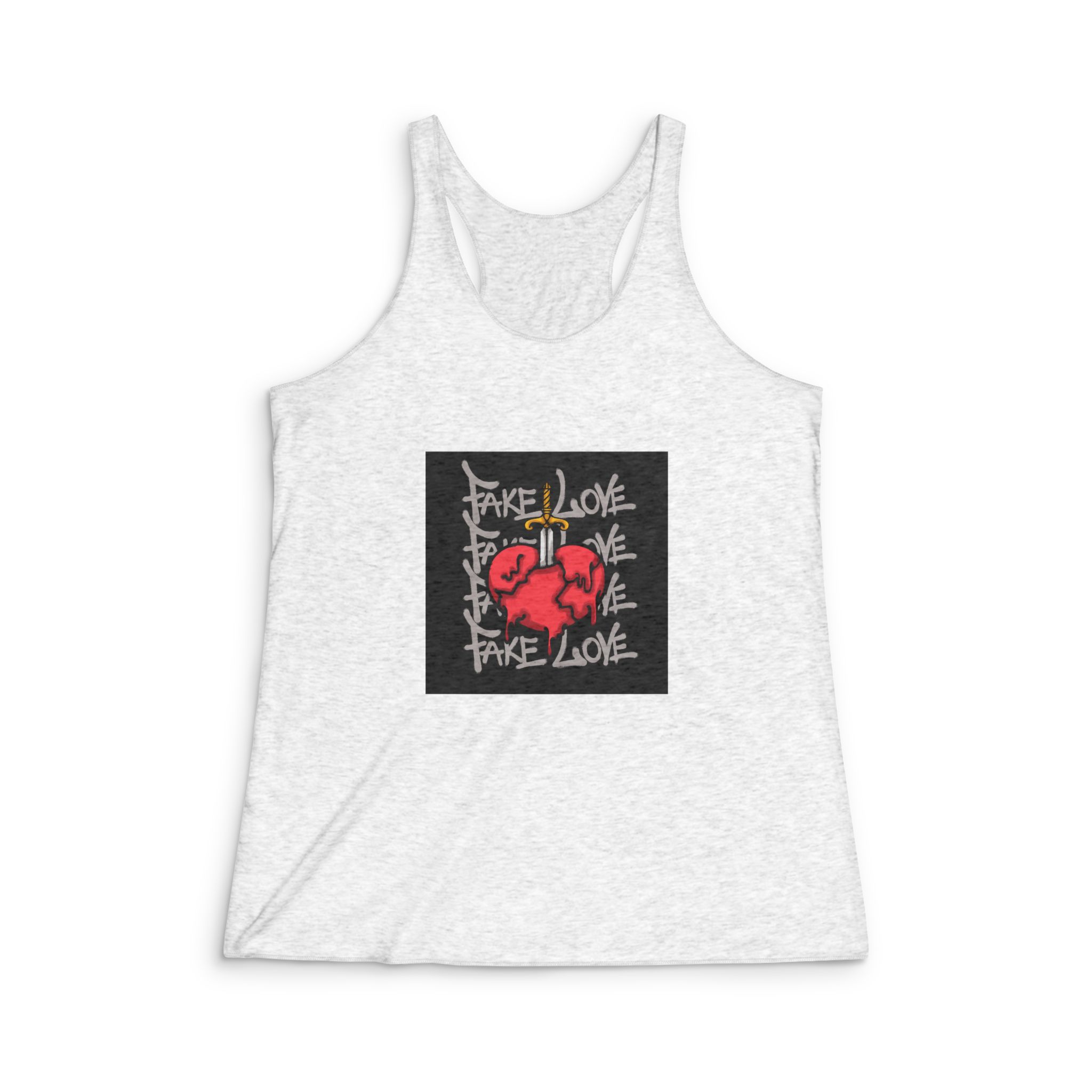 Heart Pierced By Sword Urban Streetwear T Shirt Design Womens Tri Blend Racerback Tank