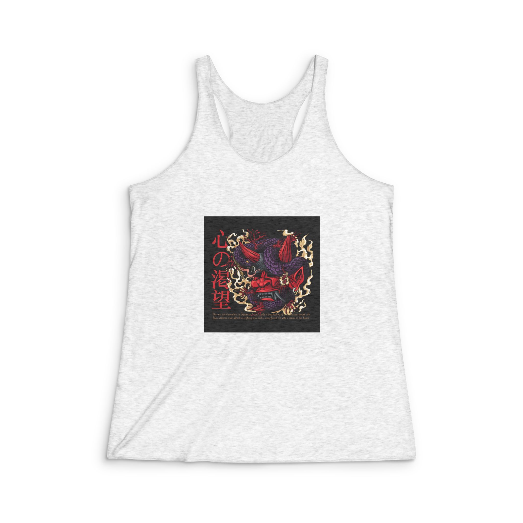 Killer Viper Demon Oni With Text Illustration Womens Tri Blend Racerback Tank