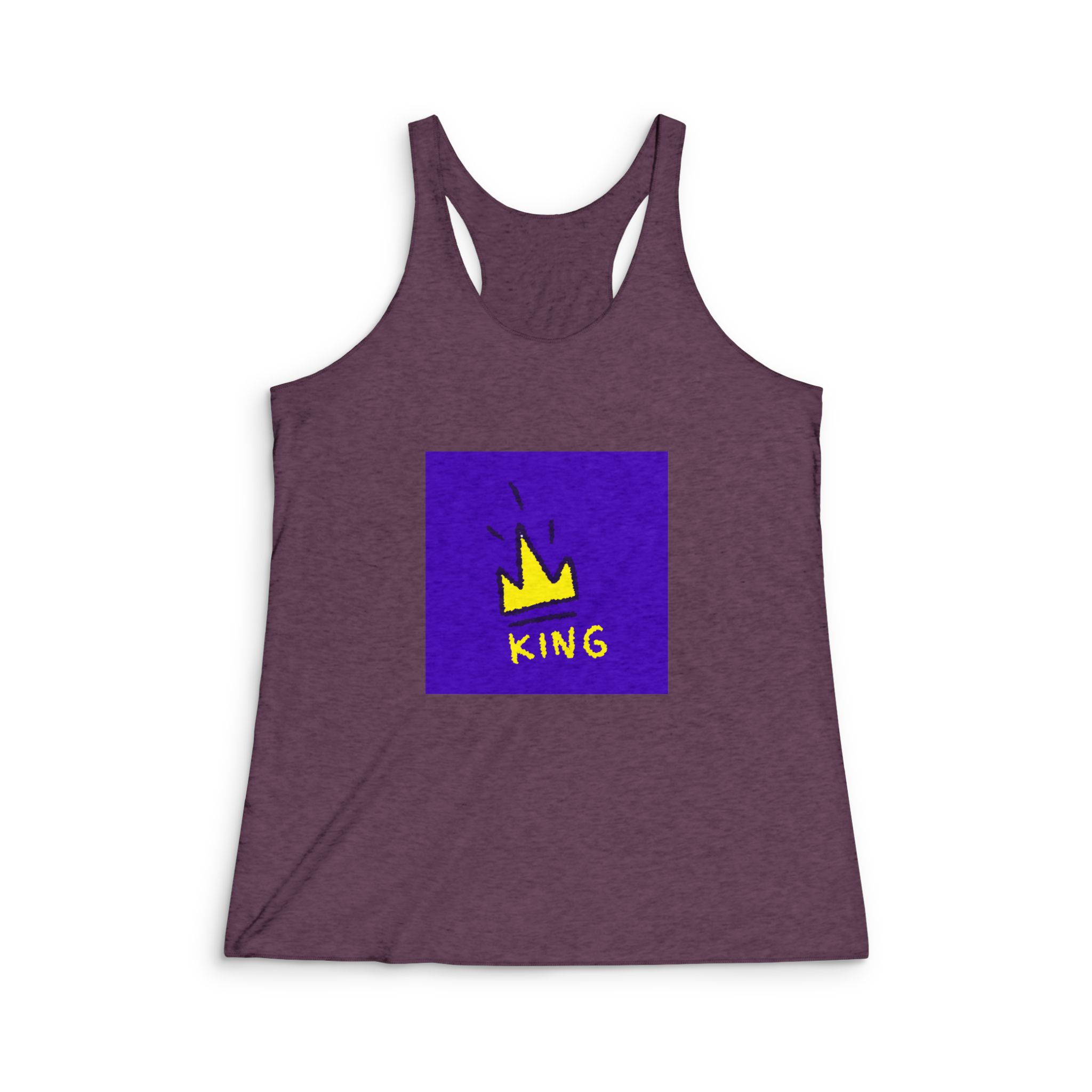 King Crown Symbol Cartoon Illustration T Shirt Sticker Apparel Womens Tri Blend Racerback Tank - Image 5