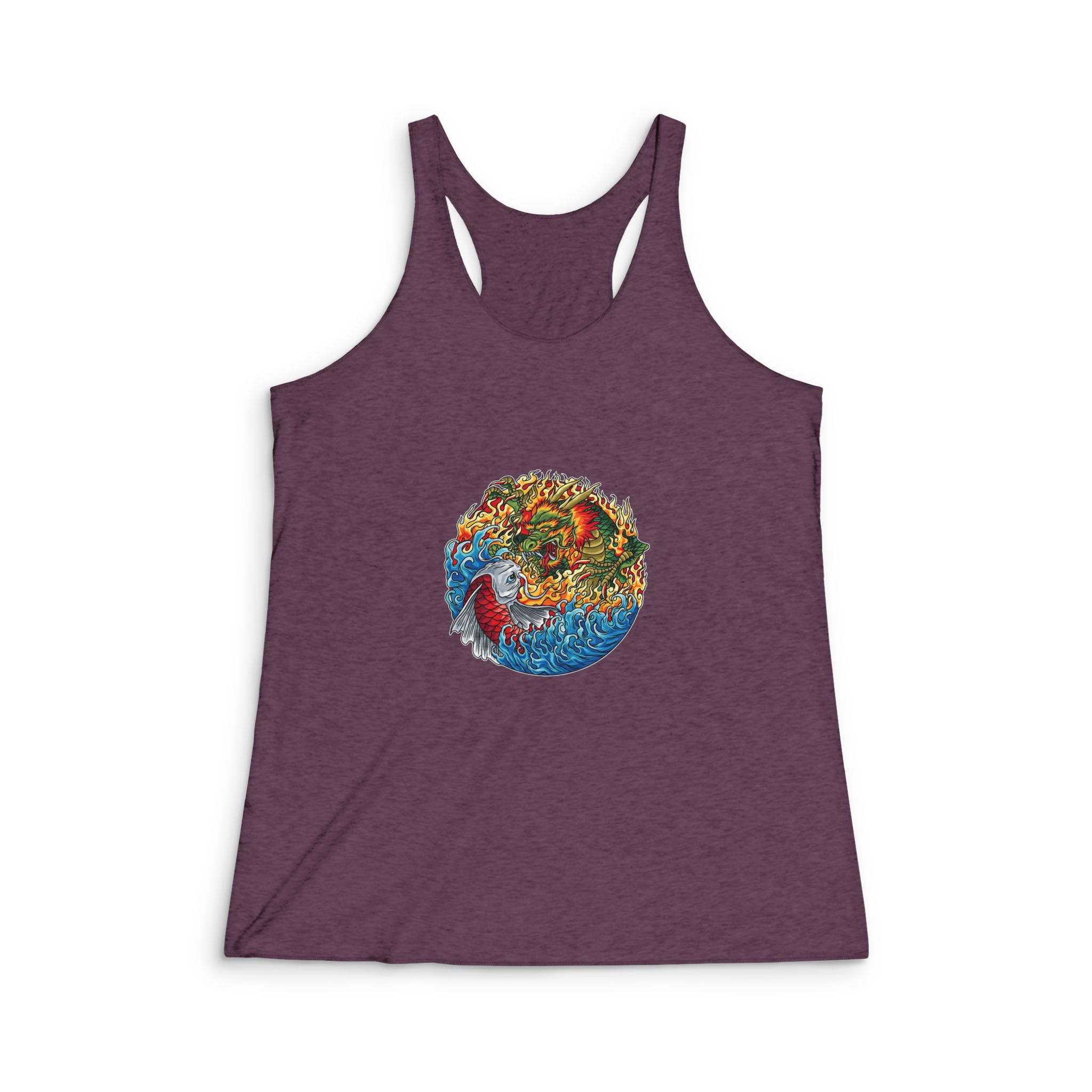 Koi Dragon Illustration Womens Tri Blend Racerback Tank - Image 5