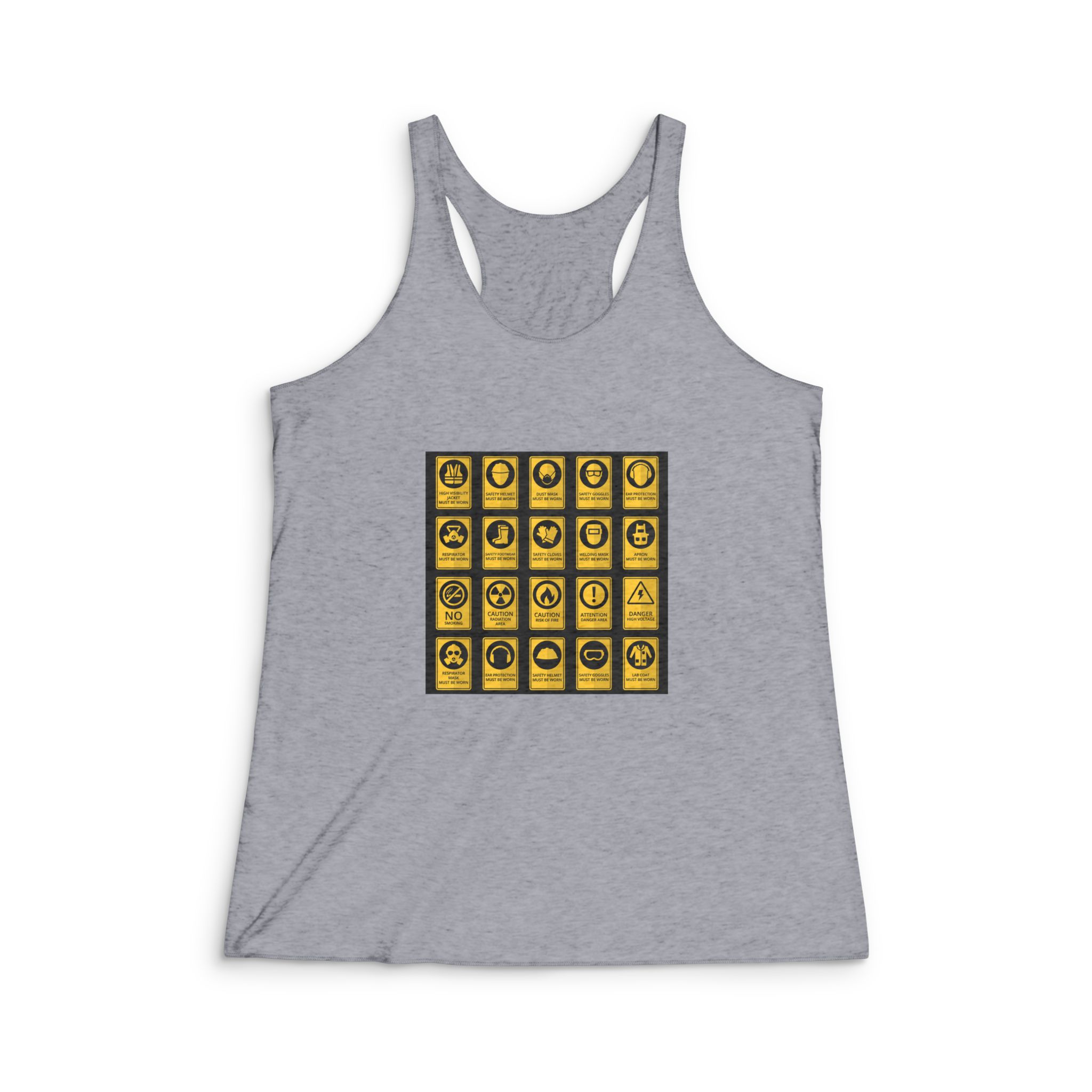 Health Safety Signs Safety Equipment Must Be Worn Womens Tri Blend Racerback Tank - Image 4