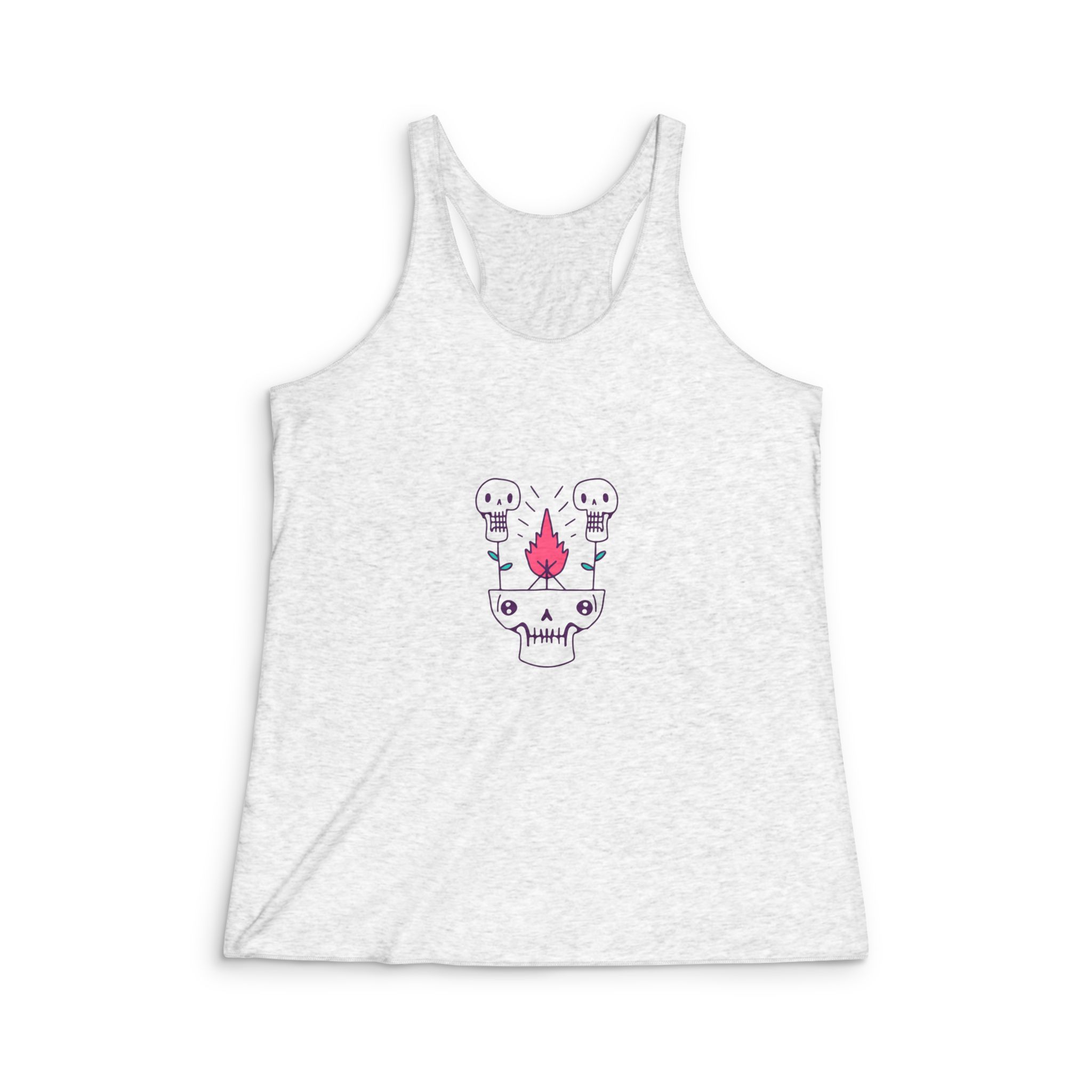 Hipster Plant Skulls With Campfire Illustration T Shirt Sticker Apparel Merchandise Womens Tri Blend Racerback Tank