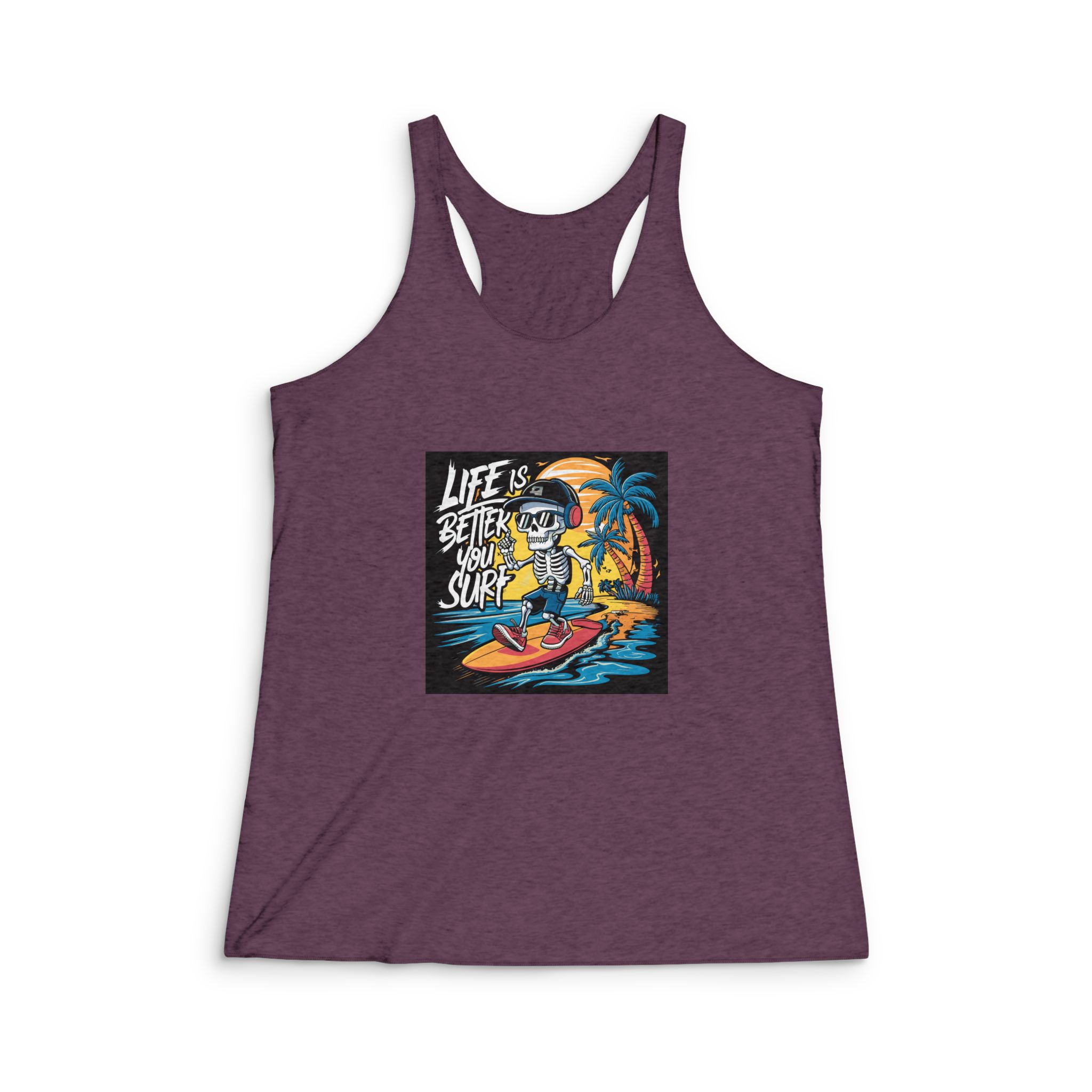 Life Is Better You Surf Womens Tri Blend Racerback Tank - Image 5