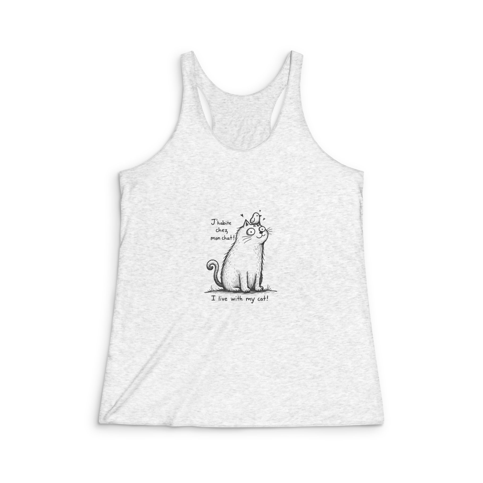J'habite Chez Mon Chat Copia 2 Womens Tri Blend Racerback Tank