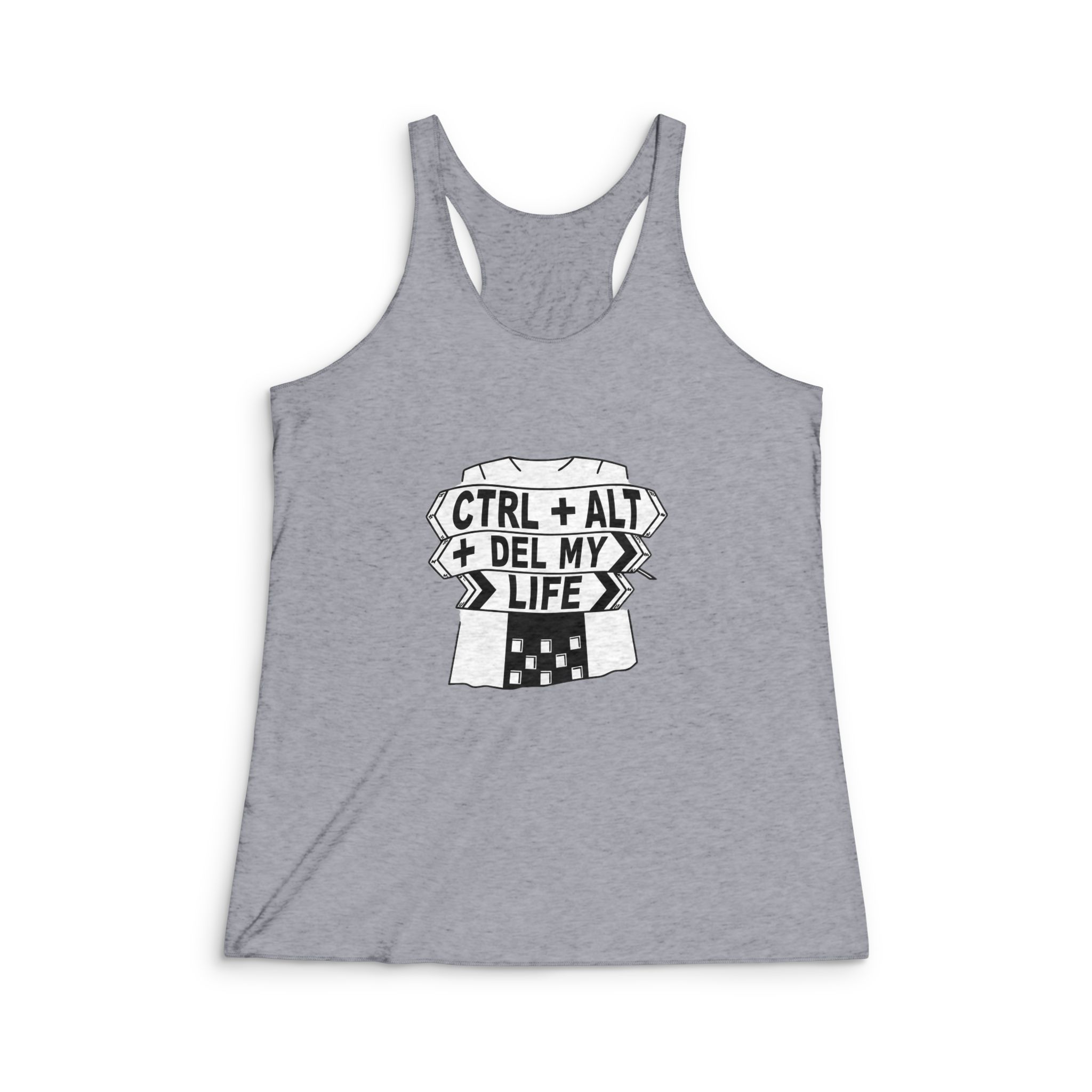 Ctrl + Alt + Del My Life Womens Tri Blend Racerback Tank - Image 4