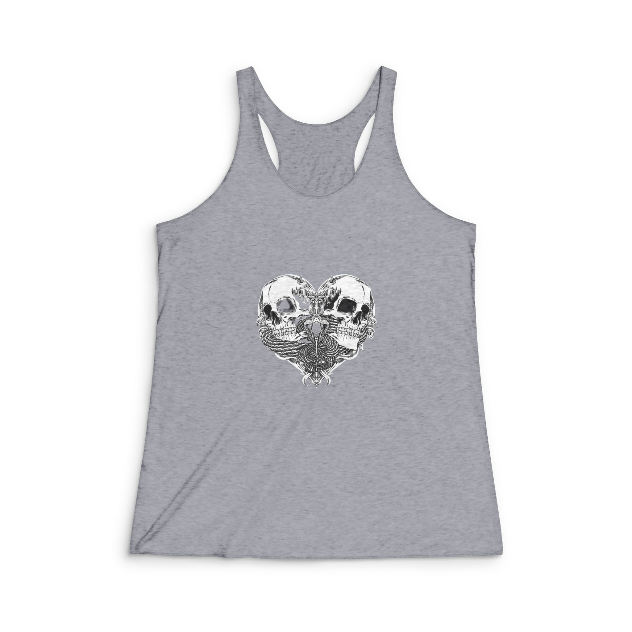 Heart Black White Illustration Womens Tri Blend Racerback Tank - Image 4