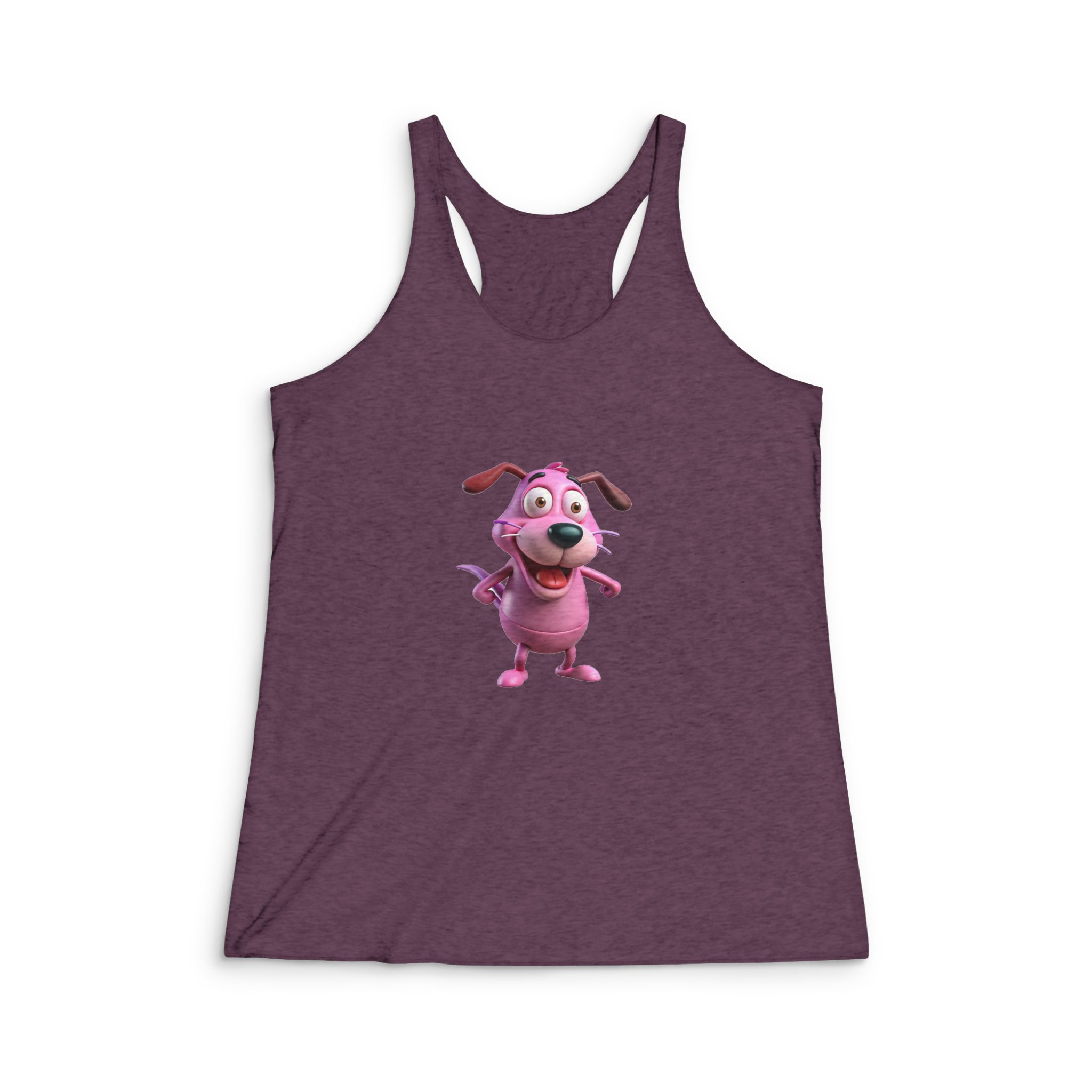 Courage Cowardly Dog Happy Mood Womens Tri Blend Racerback Tank - Image 5