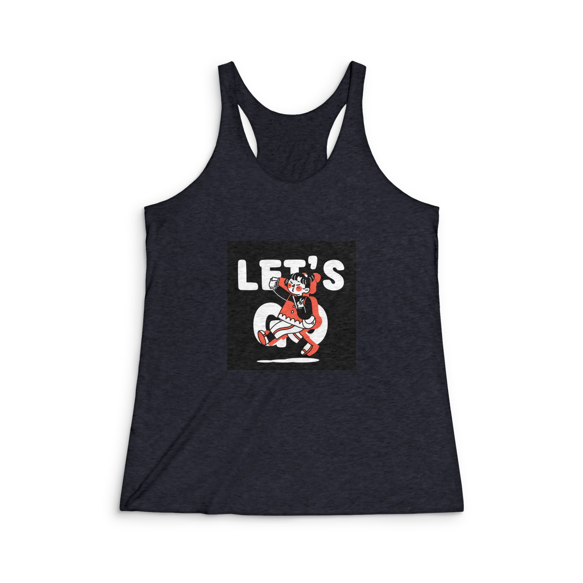 Let S Go Vacation Student College Teen Concept Doodle Illustration Womens Tri Blend Racerback Tank - Image 2