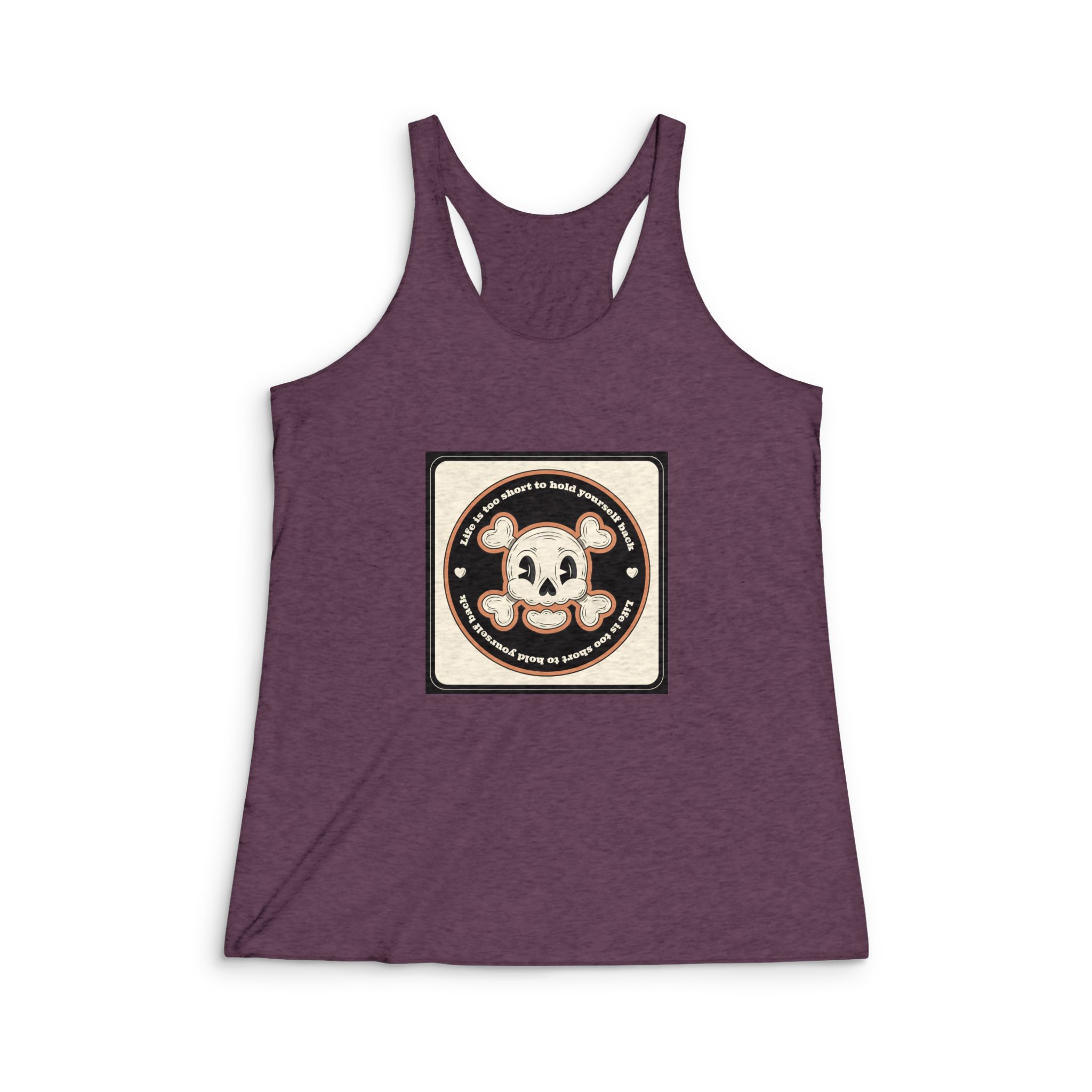 Hand Drawn Skull Cartoon Illustration Womens Tri Blend Racerback Tank - Image 5