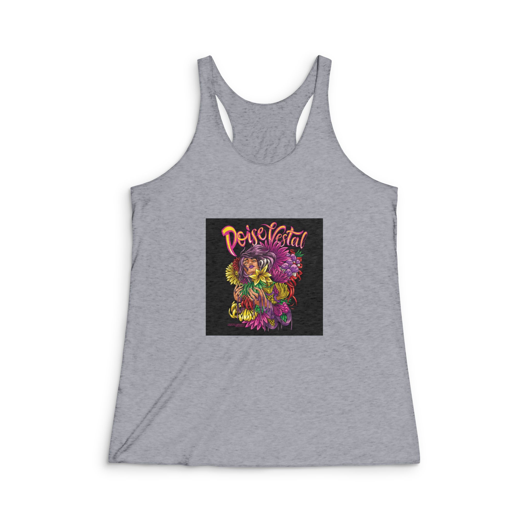 Grace With Text Illustration Womens Tri Blend Racerback Tank - Image 4