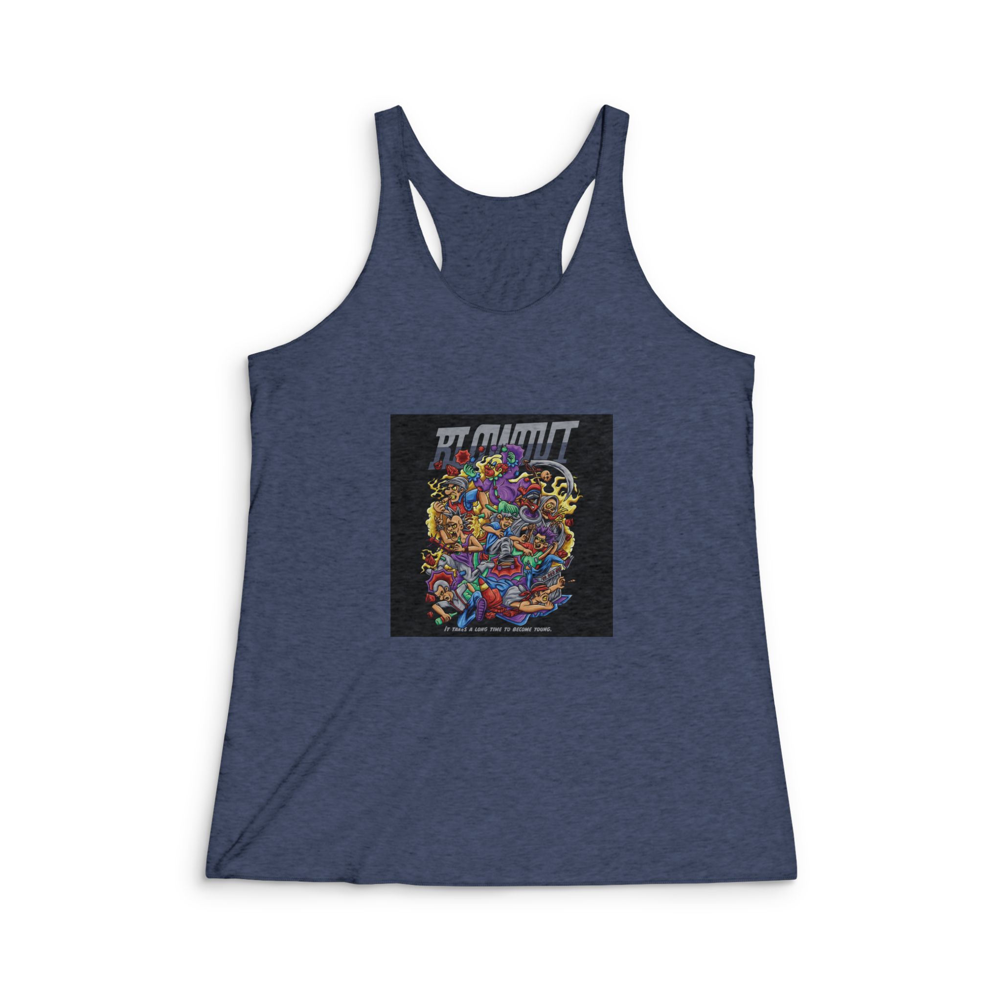 Hc Run With Text Illustration Womens Tri Blend Racerback Tank - Image 3
