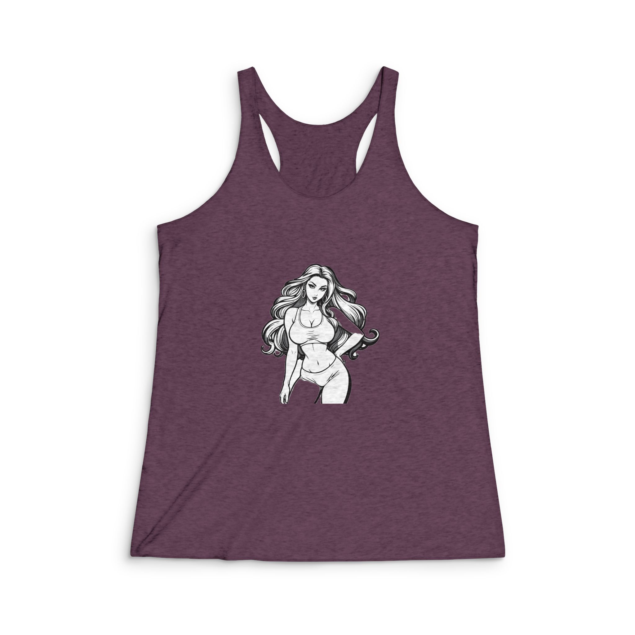 Coloring Page Beautiful Girl 5 Womens Tri Blend Racerback Tank - Image 5