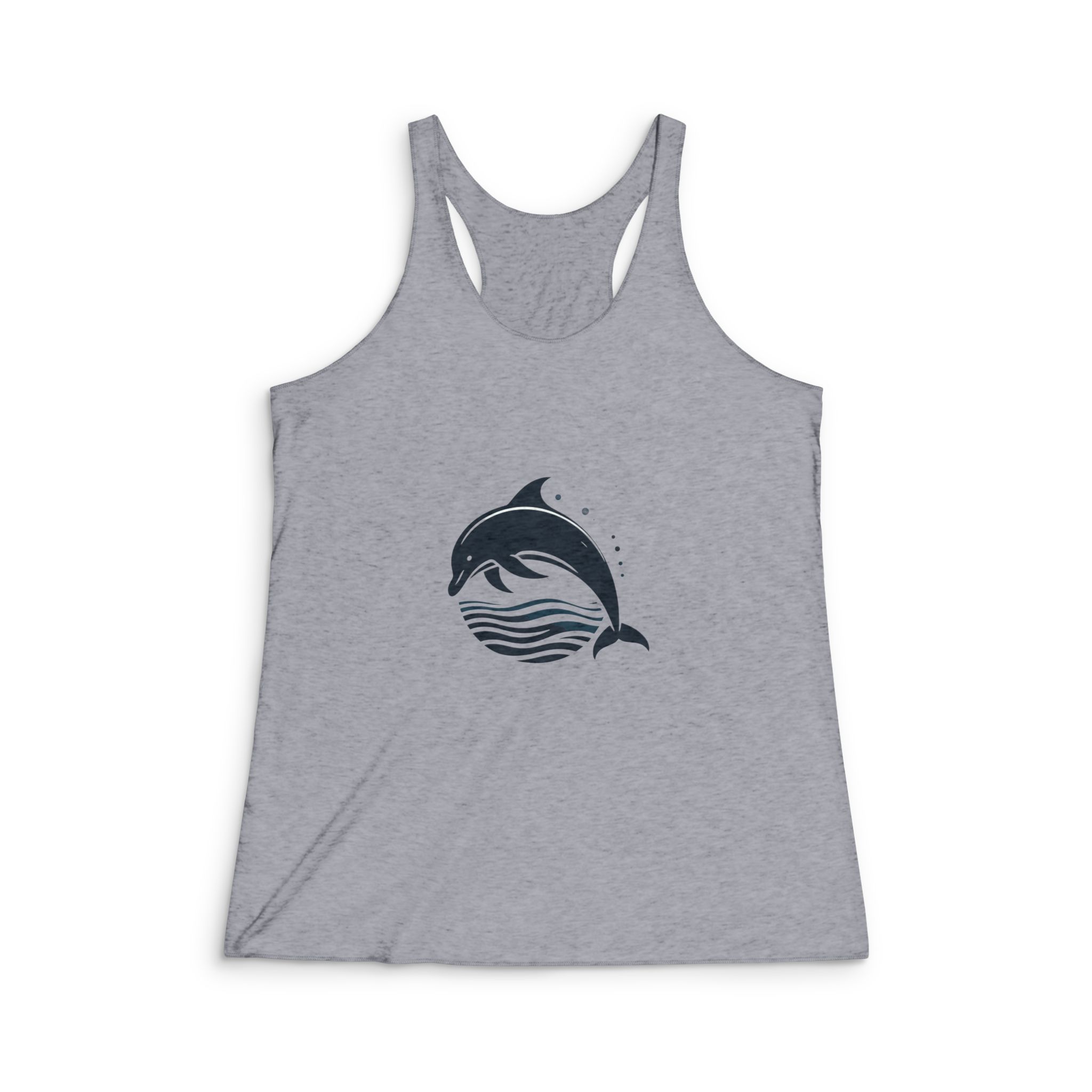 Dolphin That Is Water With Bubbles Womens Tri Blend Racerback Tank - Image 4