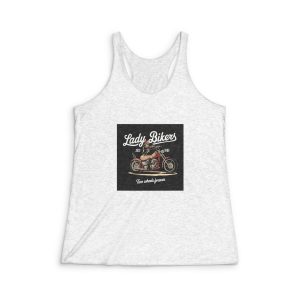 Lady Biker Chopper Motorcycle Vintage Biker Illustration Womens Tri Blend Racerback Tank