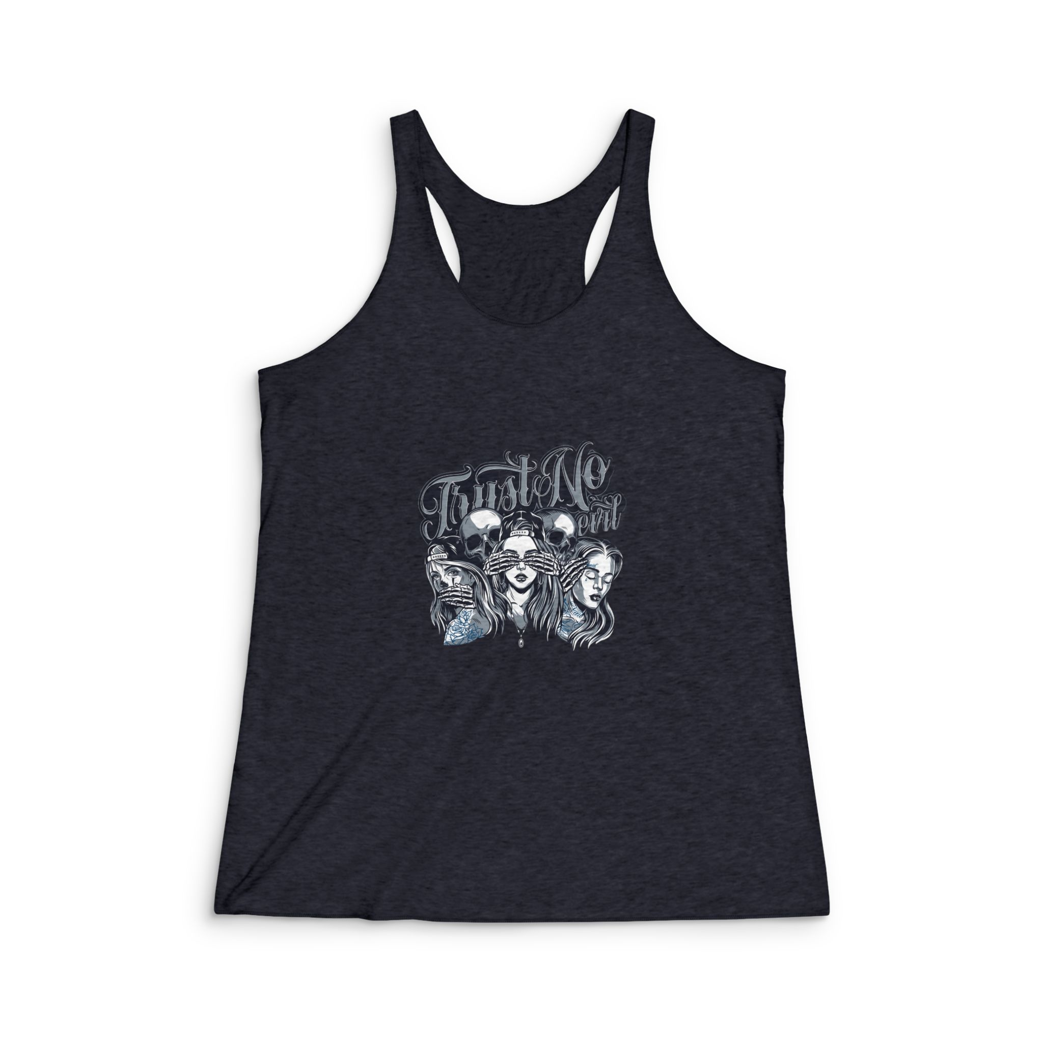 Chicano Style Three Mystic Apes Womens Tri Blend Racerback Tank - Image 2