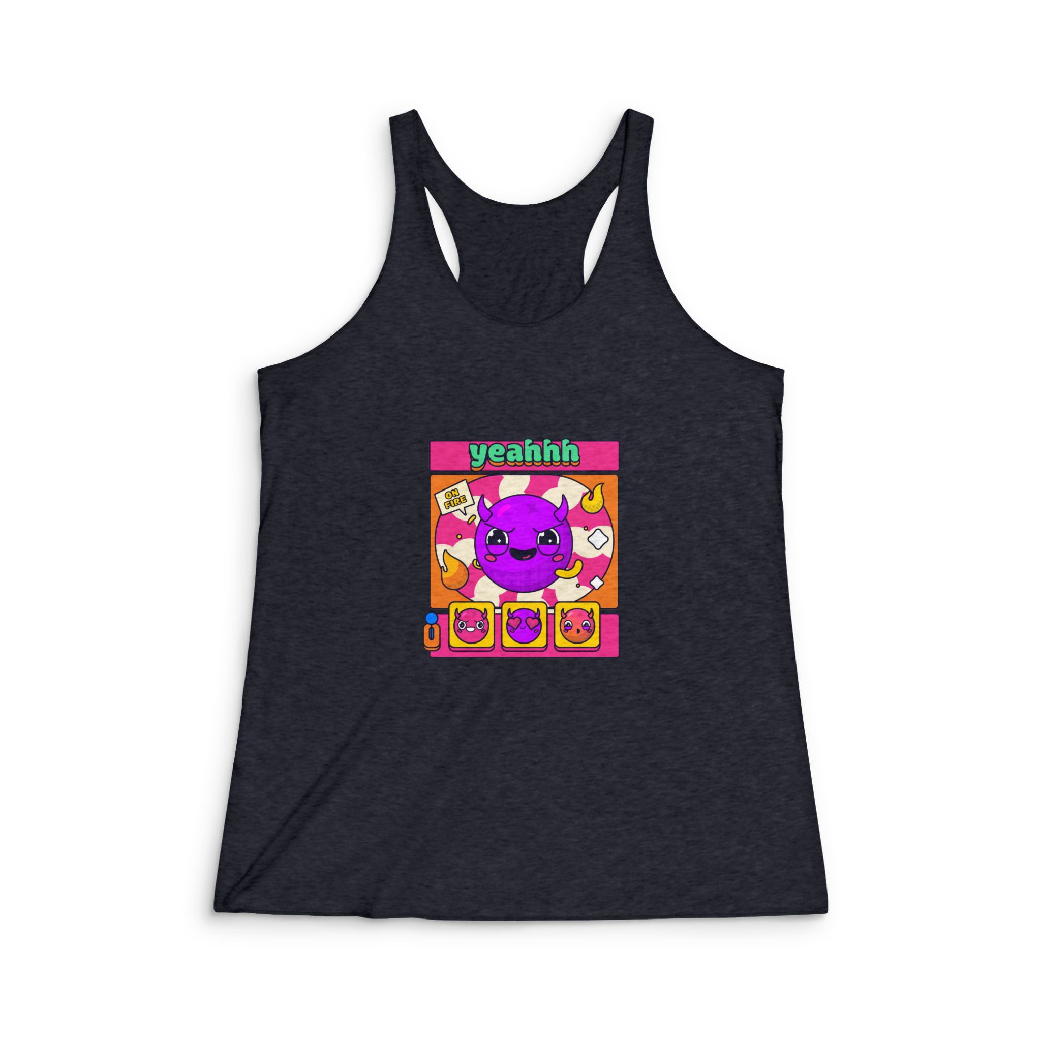 Horns Emoji Illustration Womens Tri Blend Racerback Tank - Image 2