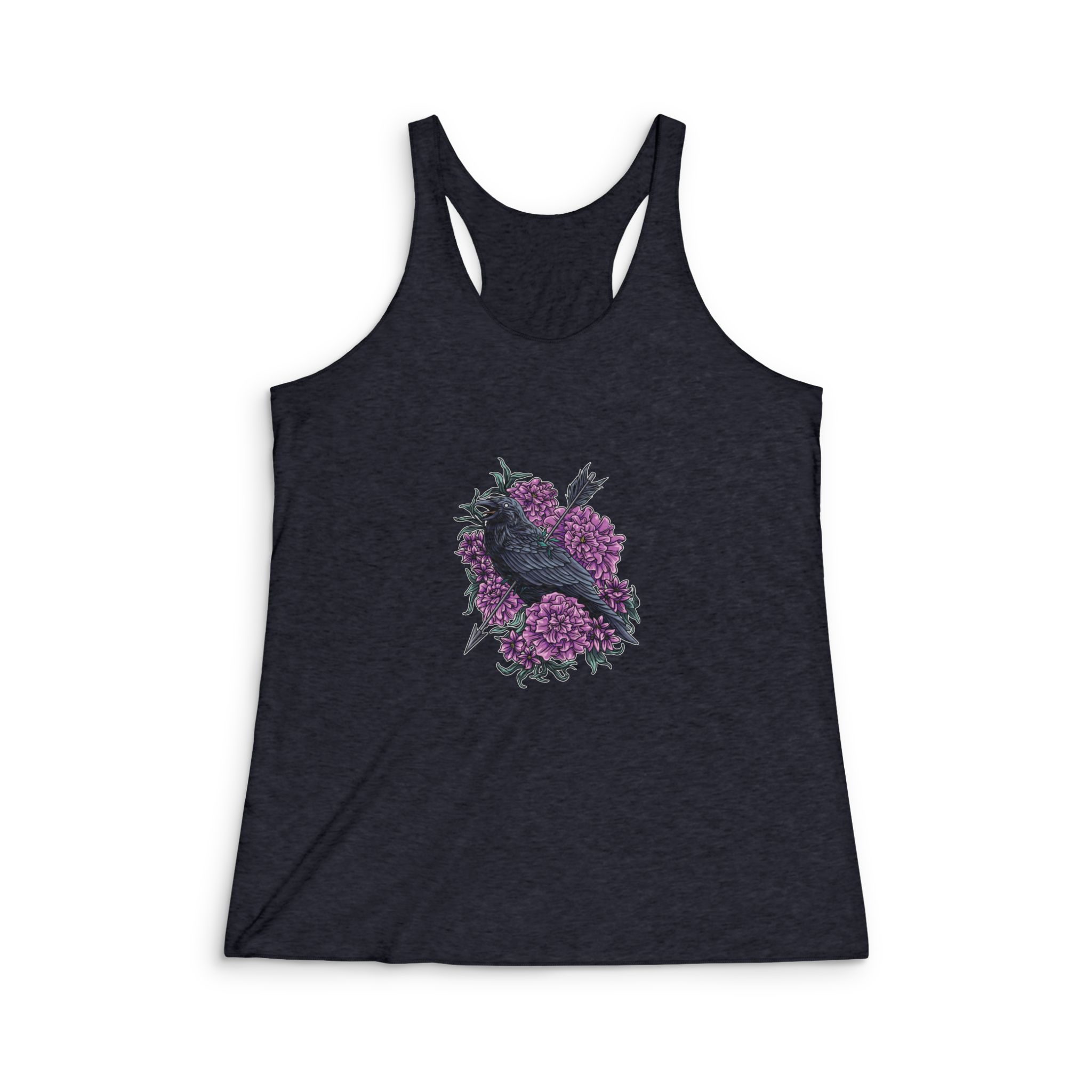 Grace Raven Illustration Womens Tri Blend Racerback Tank - Image 2