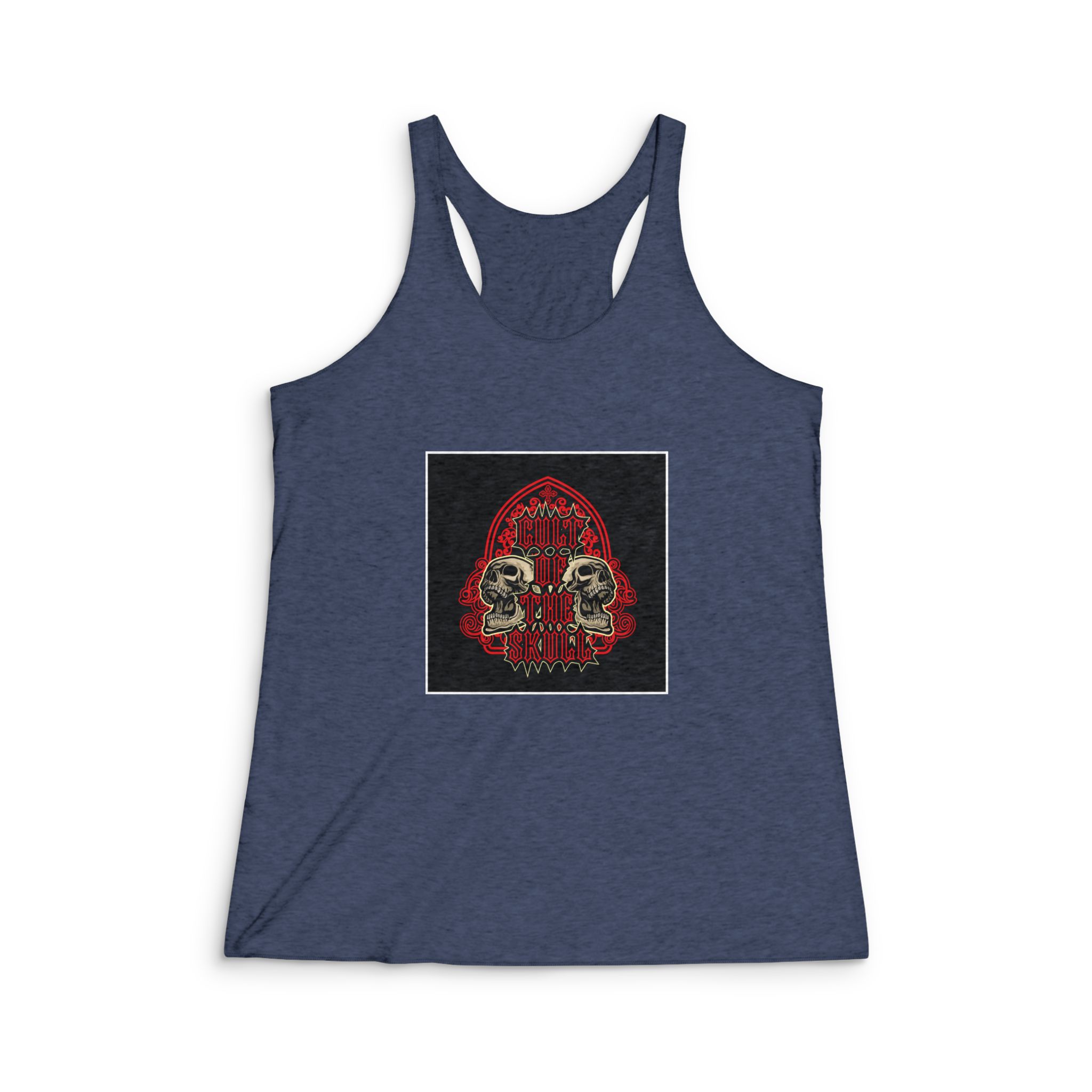 Cult Skull Gothic Skull Emblem Womens Tri Blend Racerback Tank - Image 3