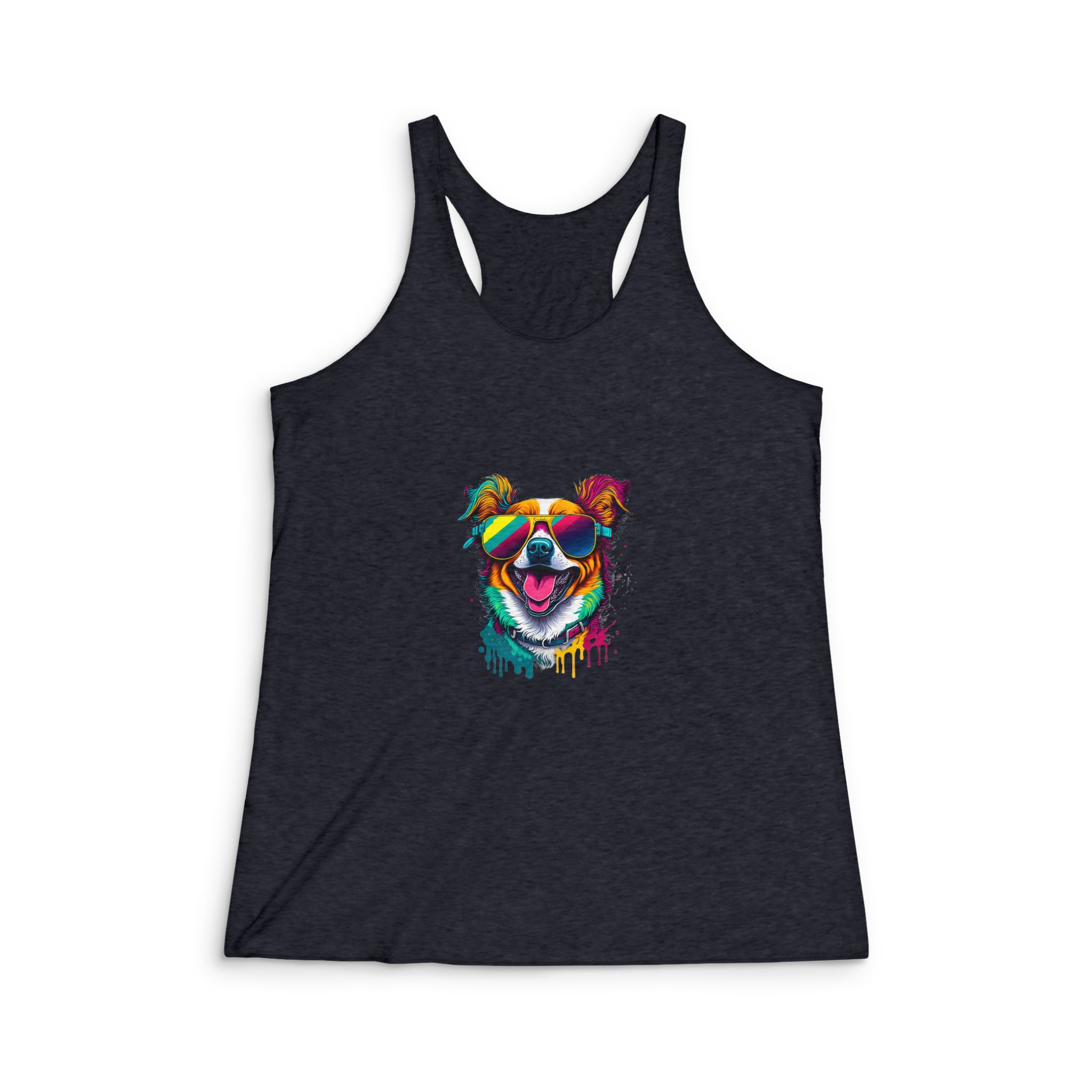 Happy Dog Womens Tri Blend Racerback Tank - Image 2