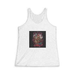 Hannya Katana With Text Illustration Womens Tri Blend Racerback Tank