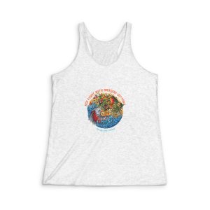 Koi Dragon With Text Illustration Womens Tri Blend Racerback Tank