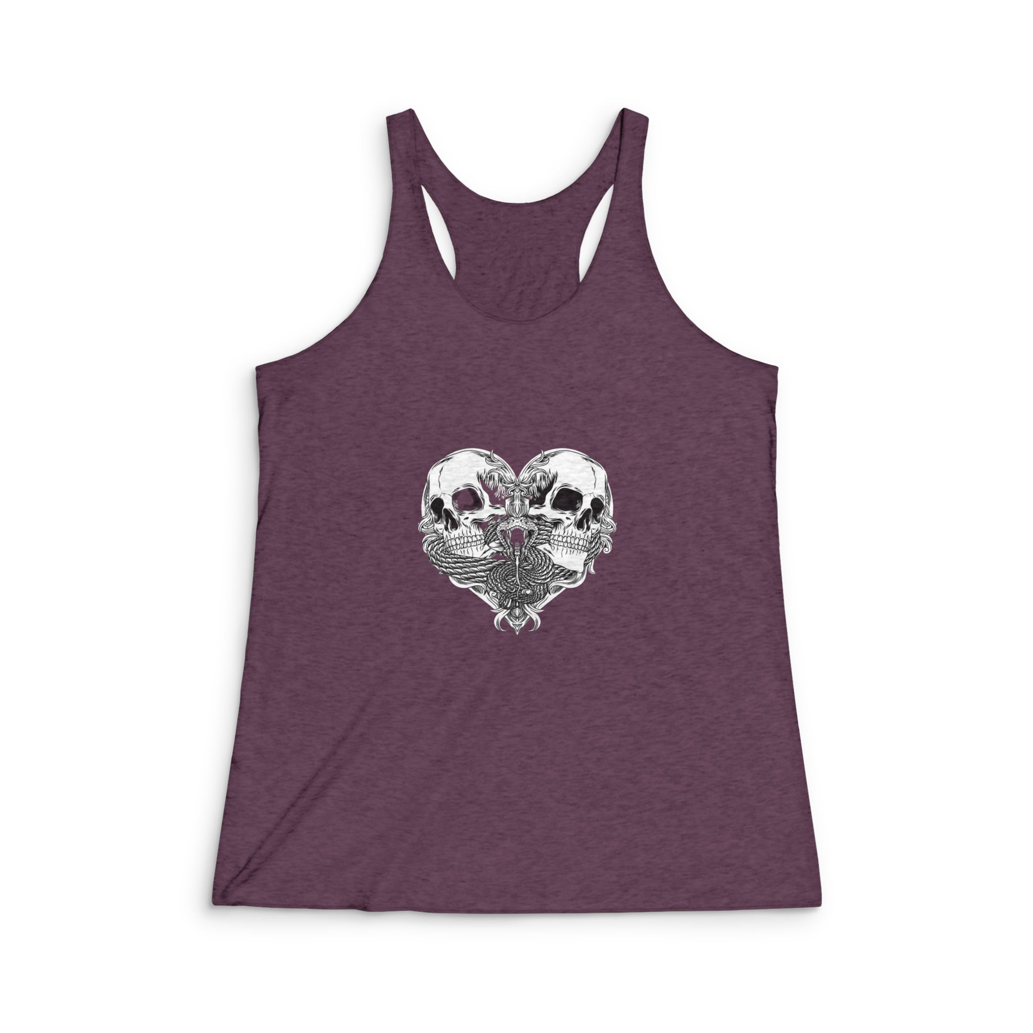 Heart Black White Illustration Womens Tri Blend Racerback Tank - Image 5