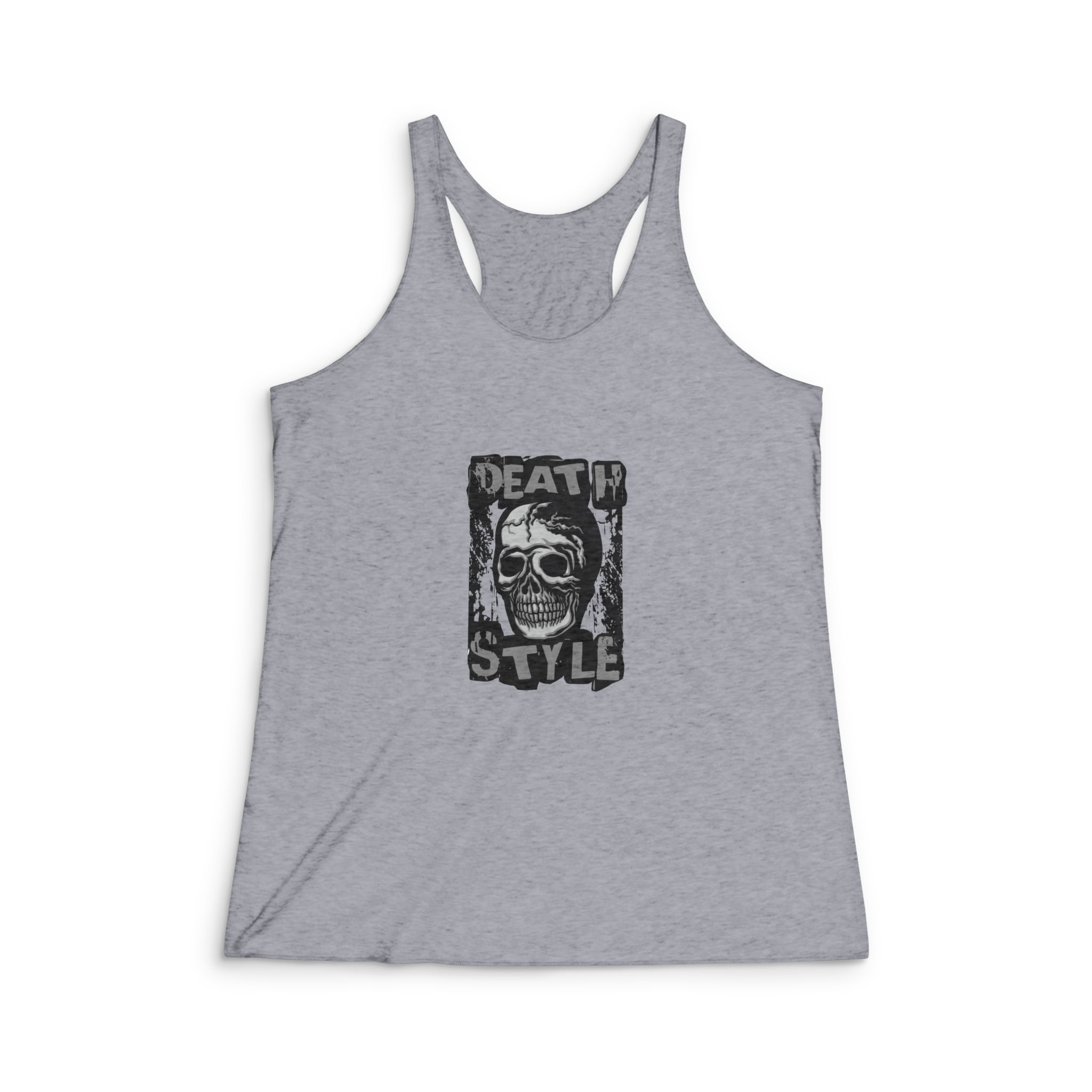 Gothic Sign With Skull Grunge Vintage Design T Shirts (16) Womens Tri Blend Racerback Tank - Image 4