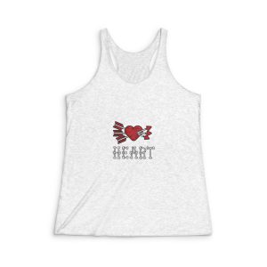 Heart Cut Stitched While Surrounded By Bones That Make Up Heart Womens Tri Blend Racerback Tank