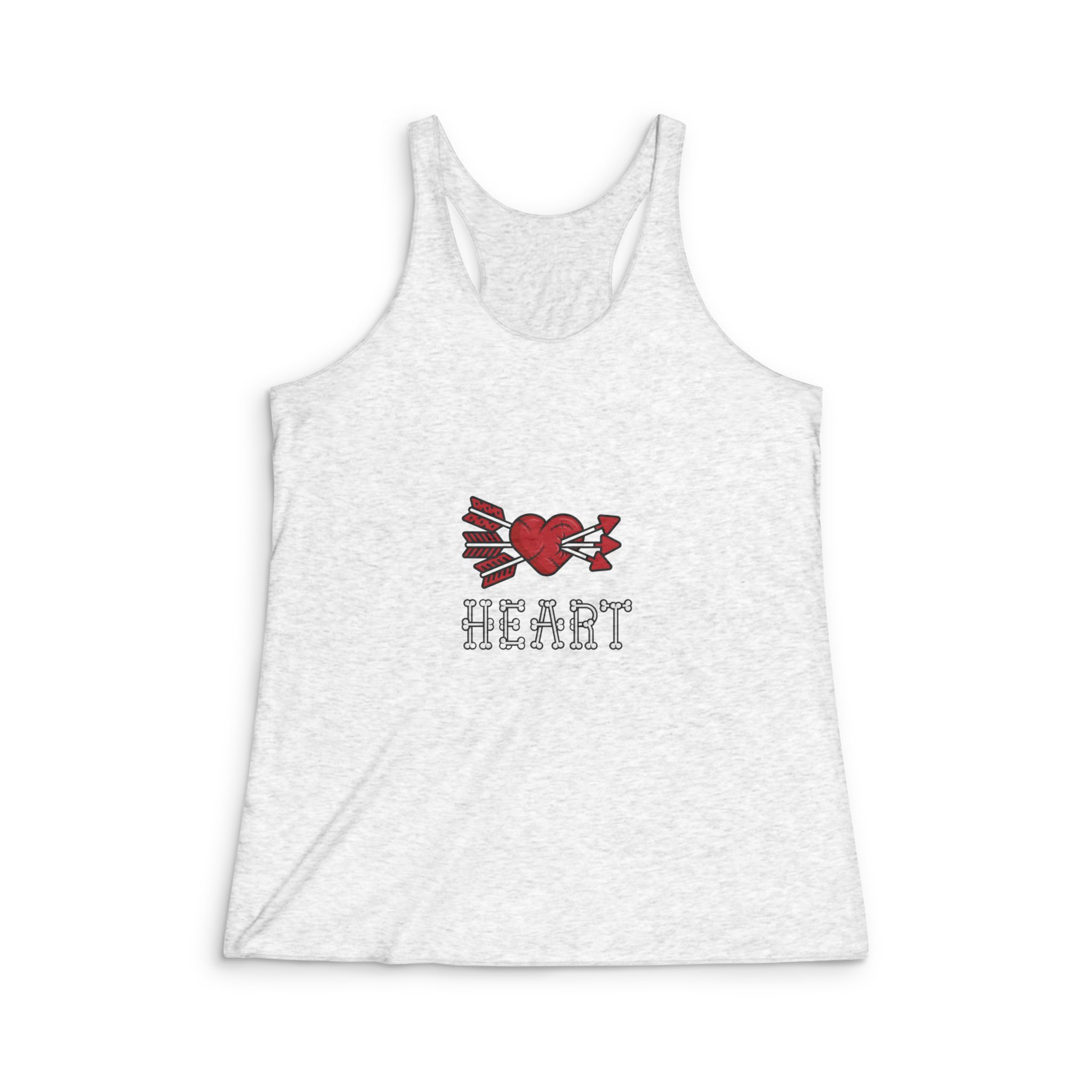 Heart Cut Stitched While Surrounded By Bones That Make Up Heart Womens Tri Blend Racerback Tank