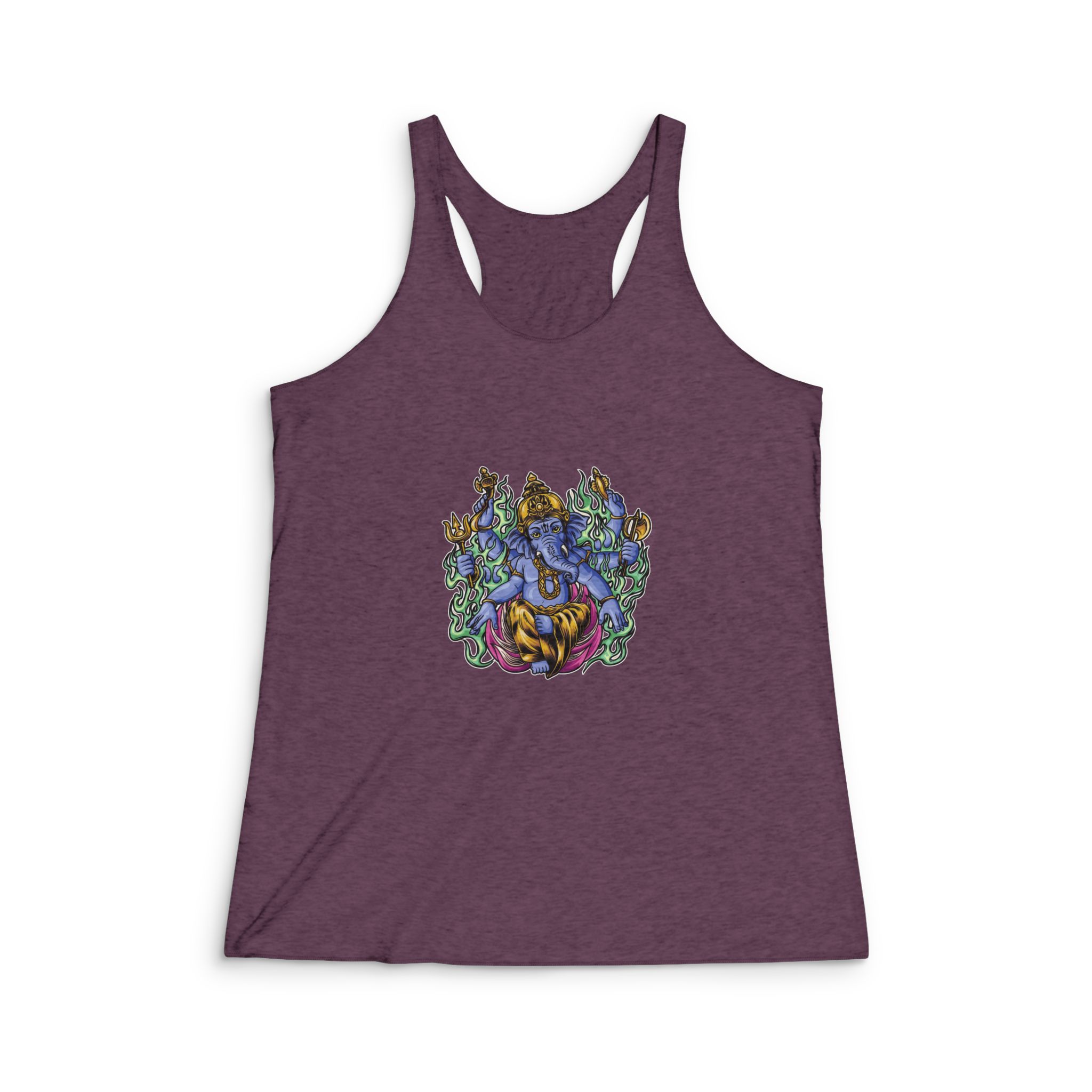 God Ganesha Sitting Position Illustration Womens Tri Blend Racerback Tank - Image 5