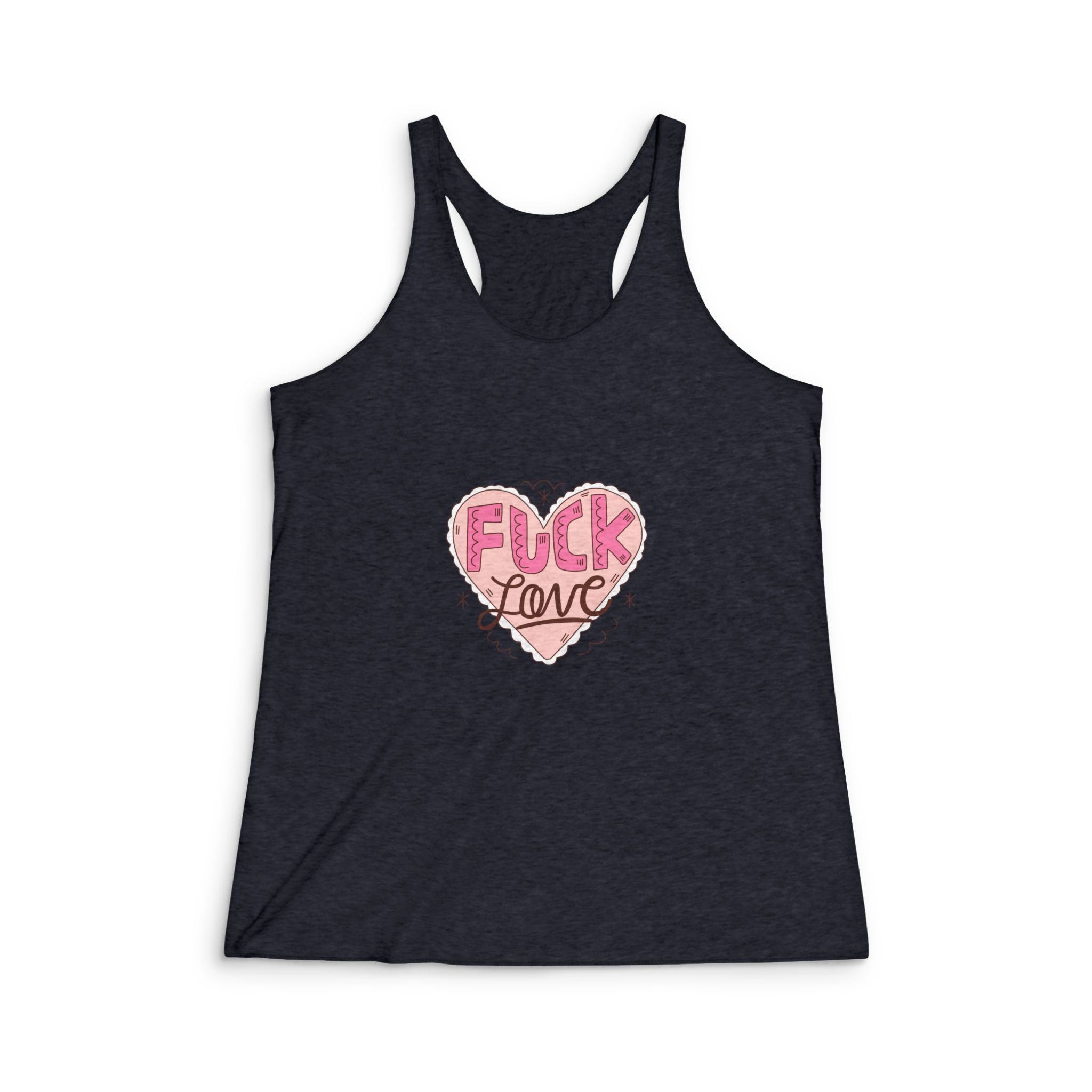Hand Drawn No Love Illustration Womens Tri Blend Racerback Tank - Image 2
