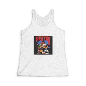 Guitarist Tiger Streetwear Cartoon Illustration Womens Tri Blend Racerback Tank