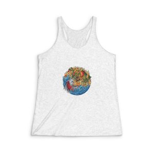 Koi Dragon Illustration Womens Tri Blend Racerback Tank