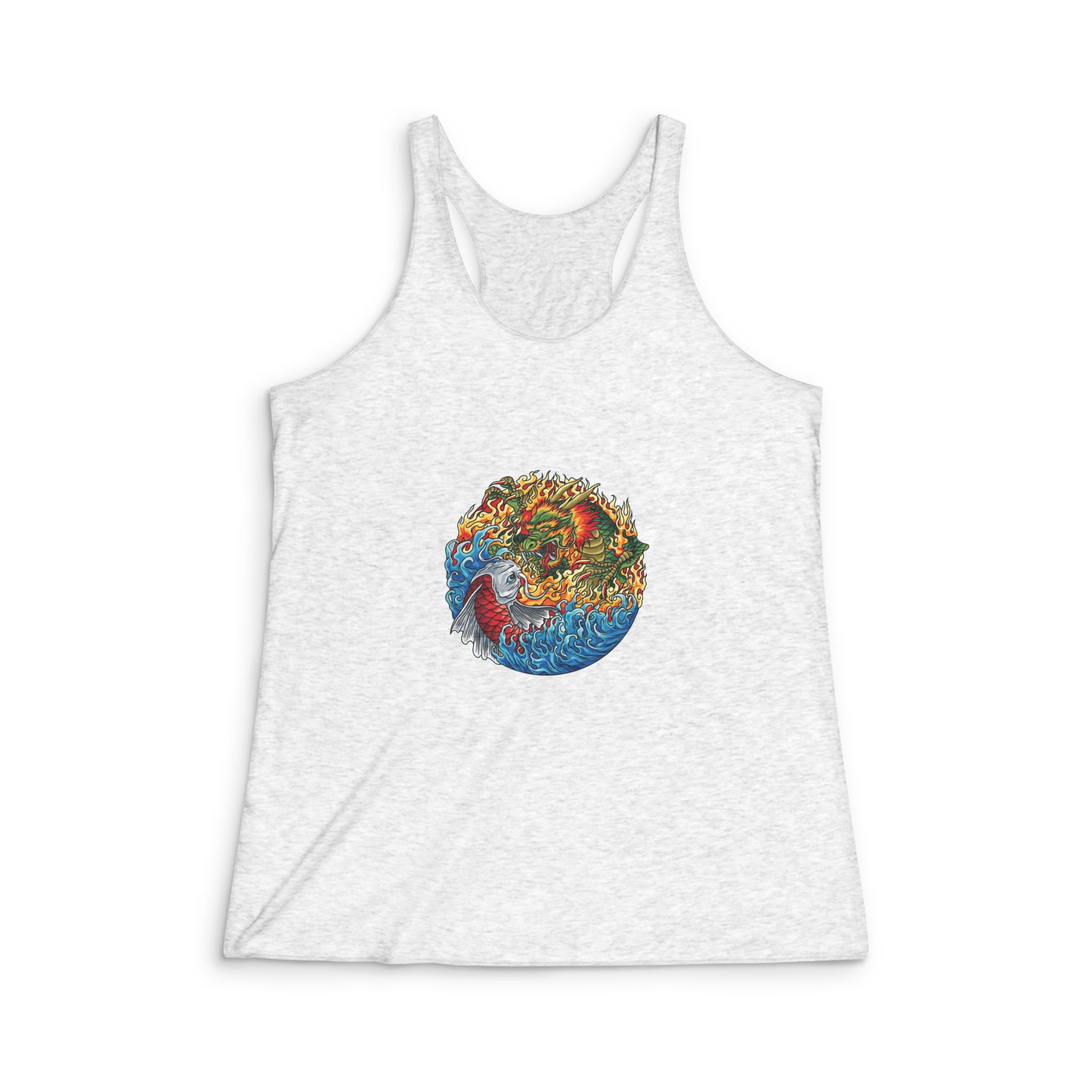 Koi Dragon Illustration Womens Tri Blend Racerback Tank