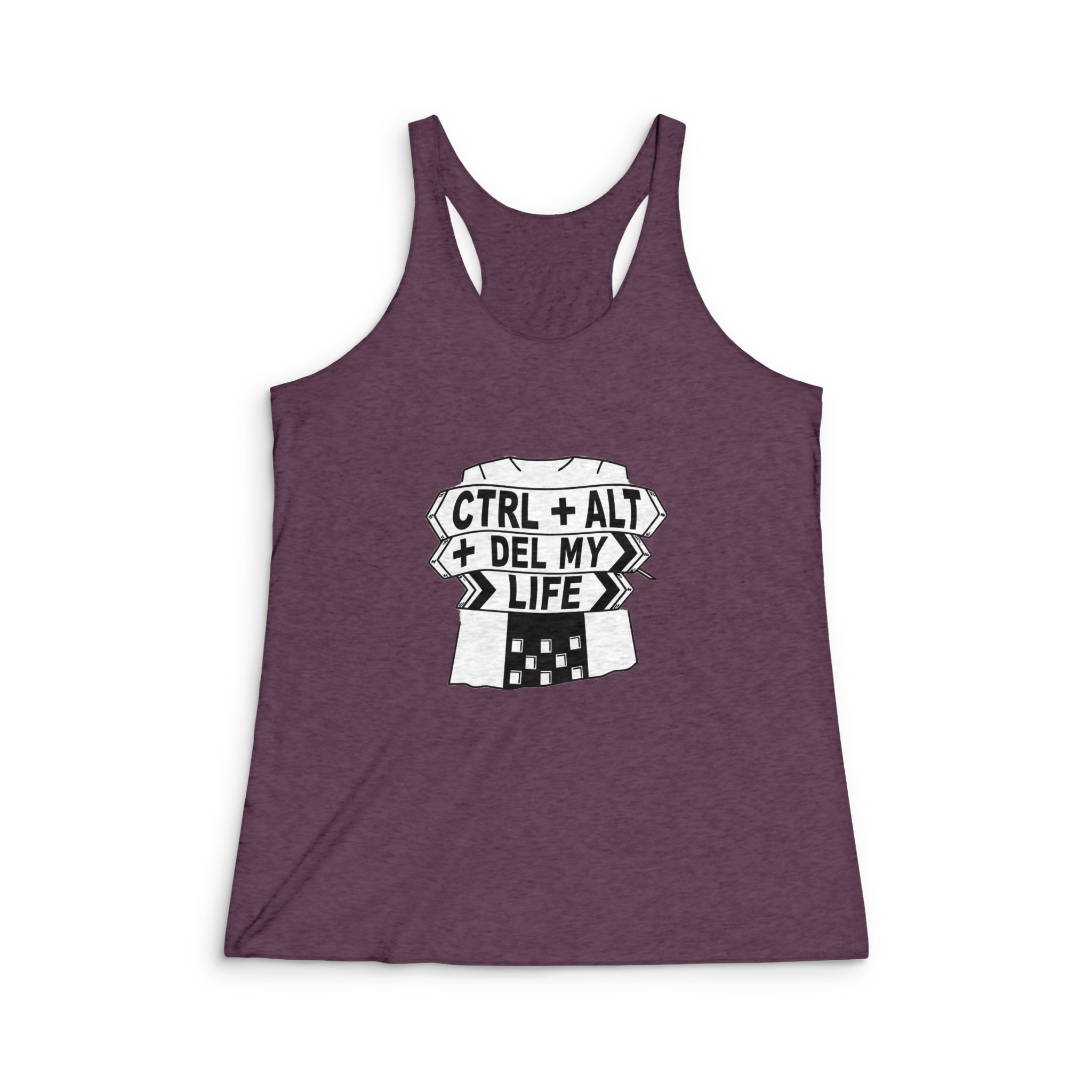 Ctrl + Alt + Del My Life Womens Tri Blend Racerback Tank - Image 5