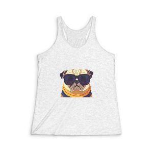 Illustration Vector Graphic Pug Dog Wearing Sunglasses Isolated Womens Tri Blend Racerback Tank