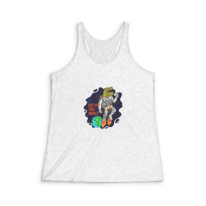 Cool Dude In Space Suit Astronaut Dino T Rex Womens Tri Blend Racerback Tank