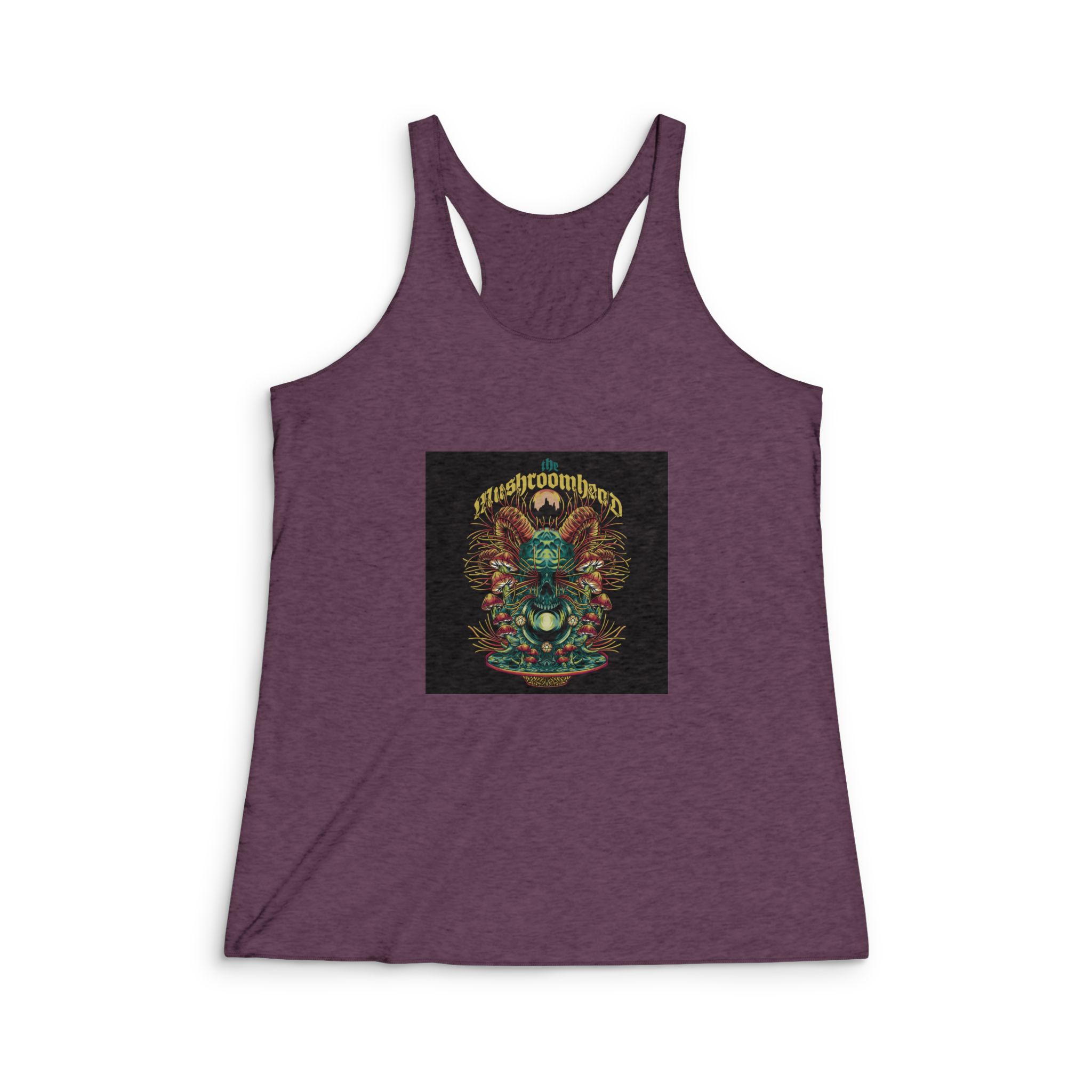 Demon Shroom With Text Illustration Womens Tri Blend Racerback Tank - Image 5