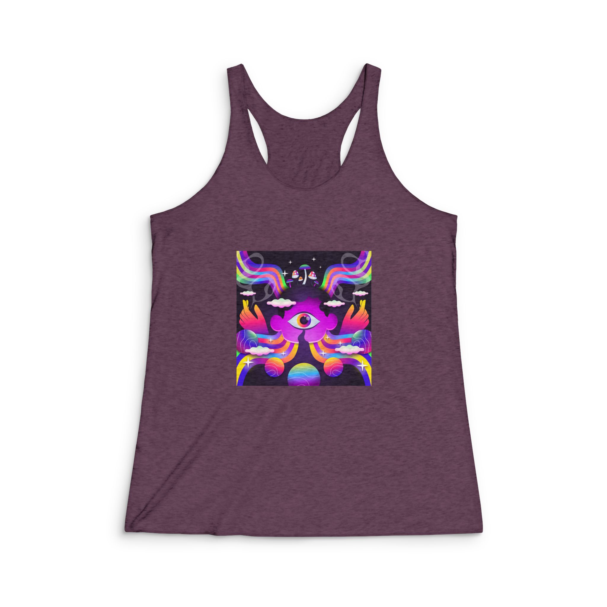 Gradient Psychedelic Illustration Womens Tri Blend Racerback Tank - Image 5