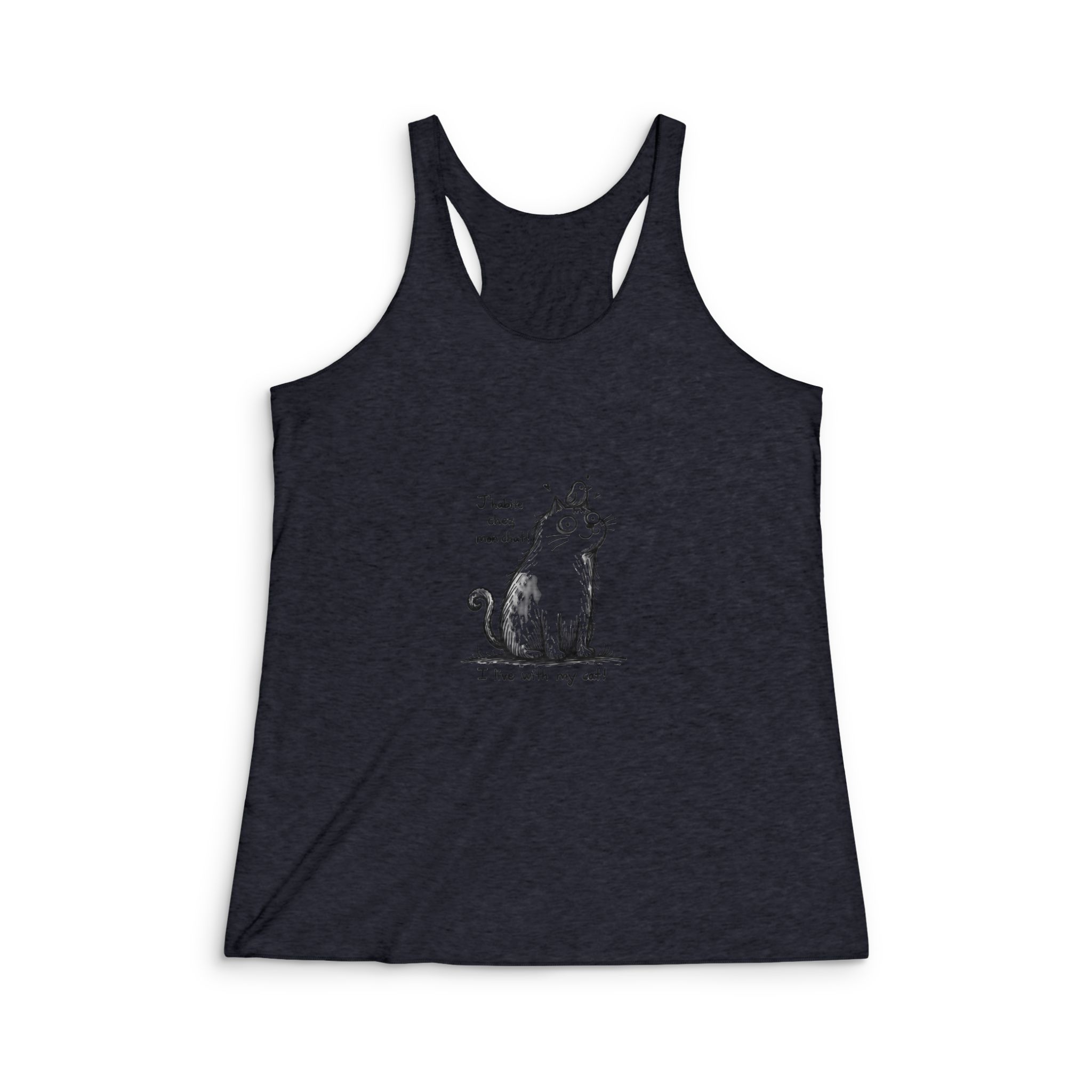 J'habite Chez Mon Chat Copia 2 Womens Tri Blend Racerback Tank - Image 2