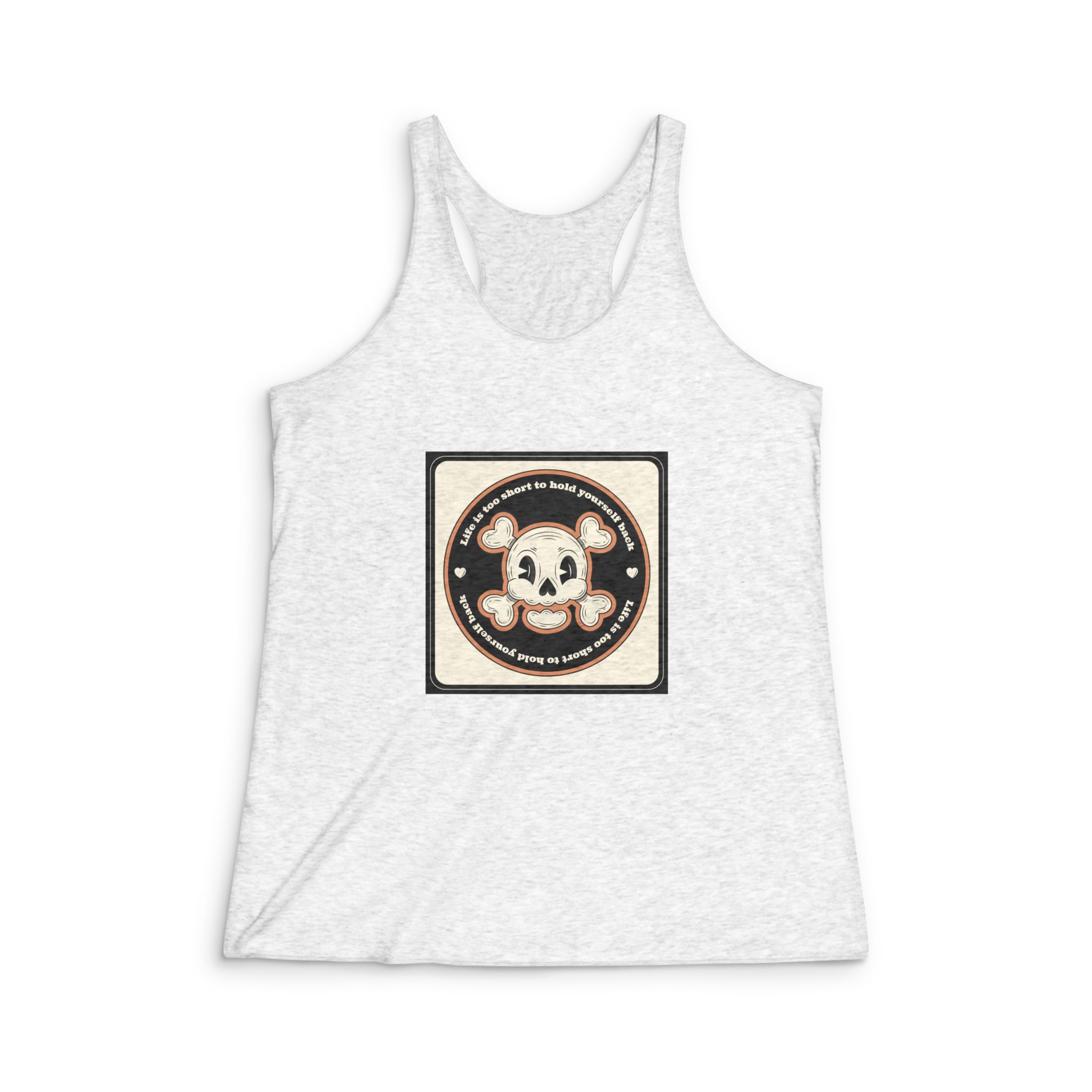 Hand Drawn Skull Cartoon Illustration Womens Tri Blend Racerback Tank