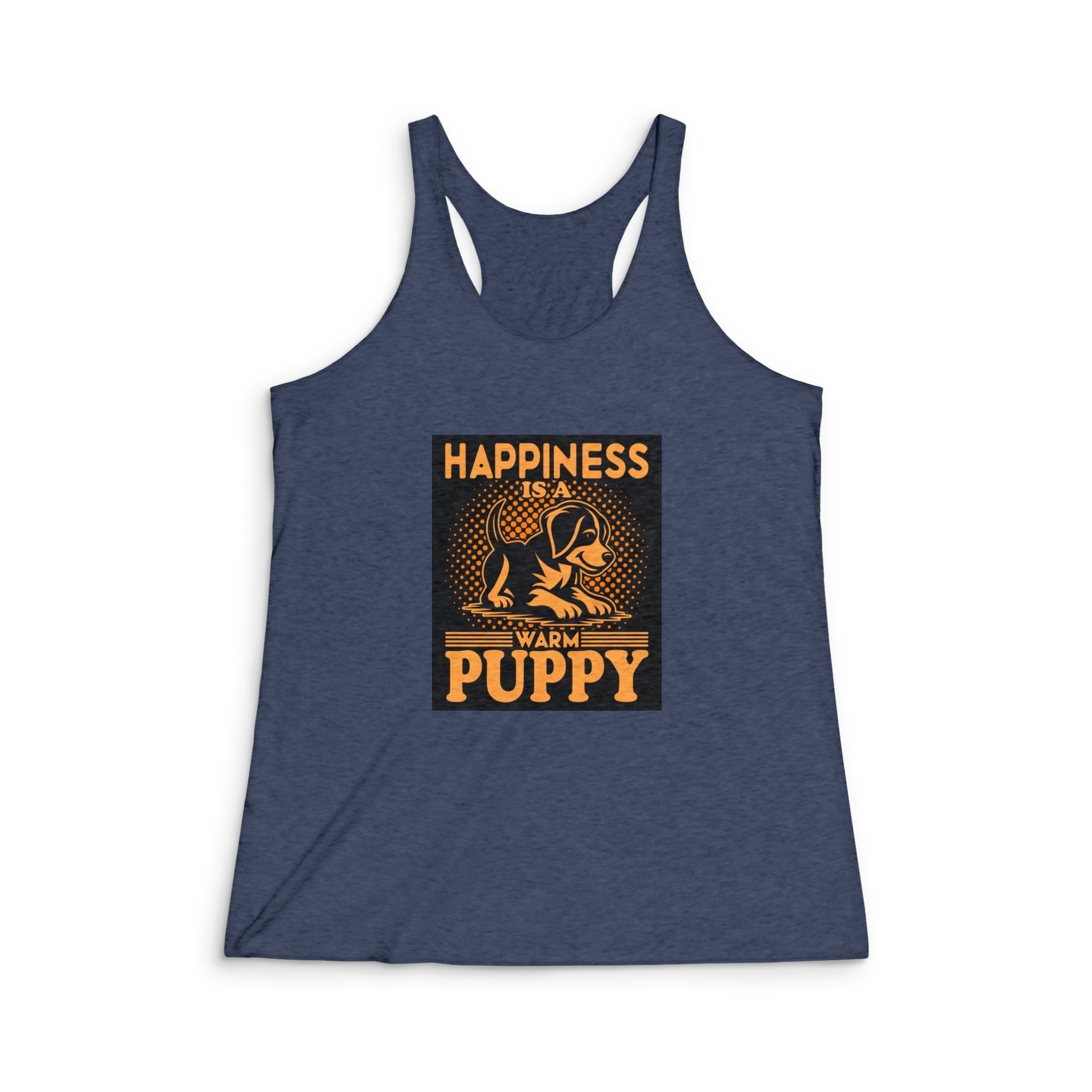 Happiness Is Warm Puppy Womens Tri Blend Racerback Tank - Image 3