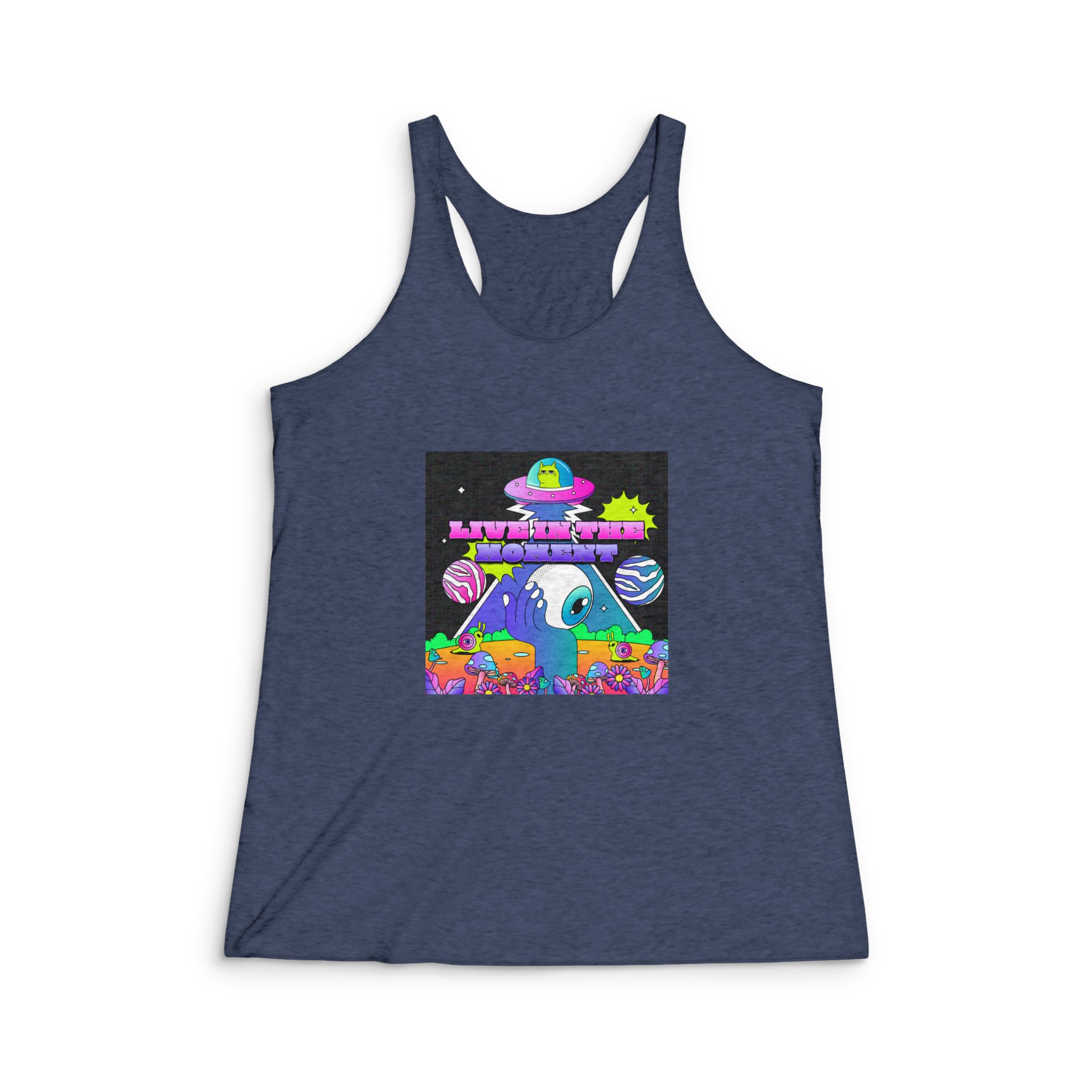 Gradient Psychedelic Illustration(2) Womens Tri Blend Racerback Tank - Image 3