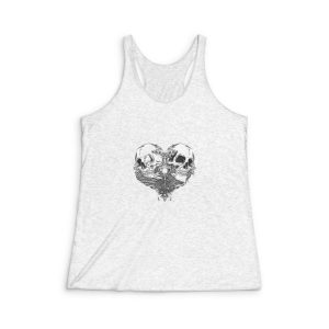 Heart Black White Illustration Womens Tri Blend Racerback Tank