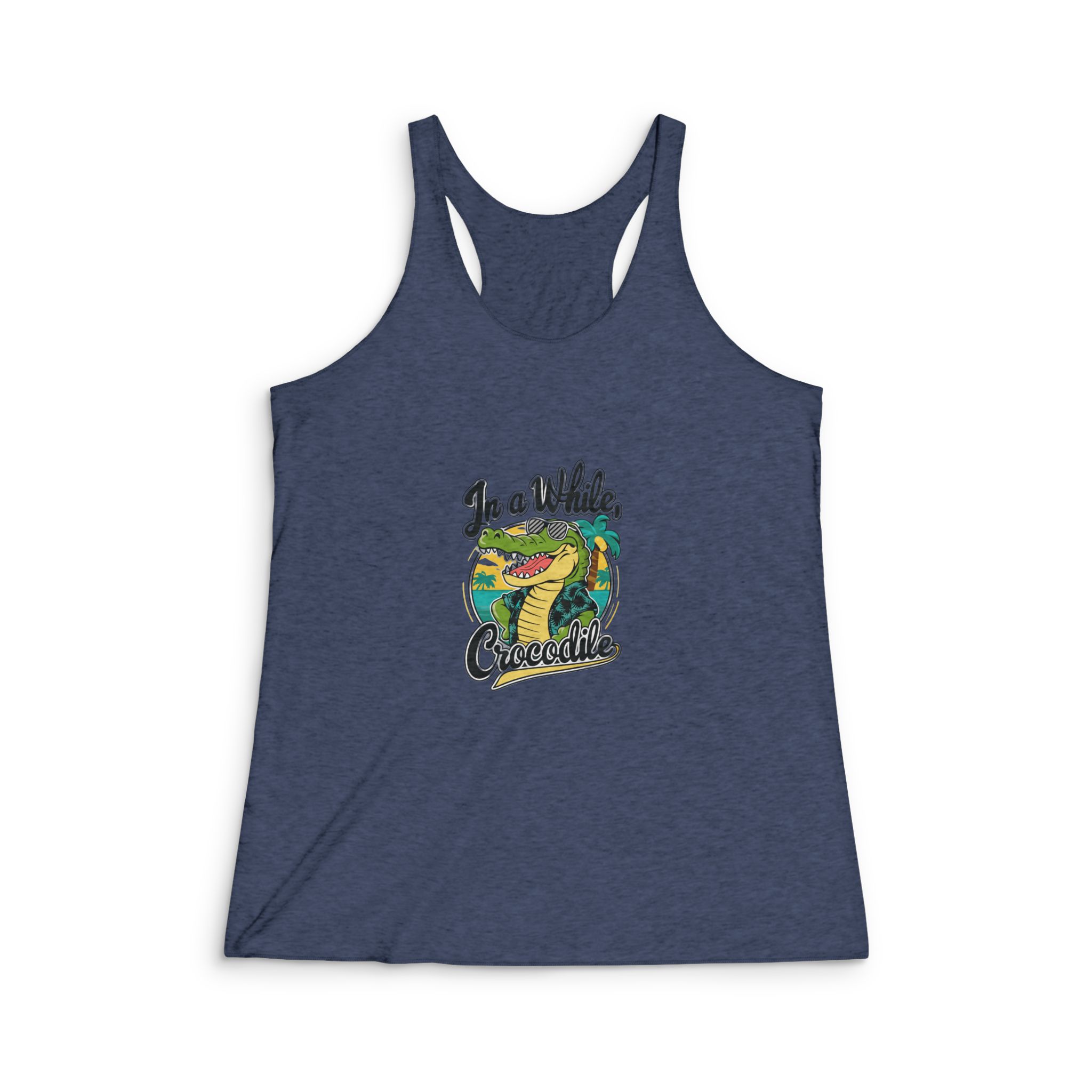 In A While Crocodile Copia 2 Womens Tri Blend Racerback Tank - Image 3