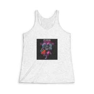Hippo Mascot American Football With Text Illustration Womens Tri Blend Racerback Tank